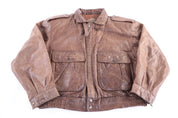 Vintage Pelle Cuir Bomber Jacket
