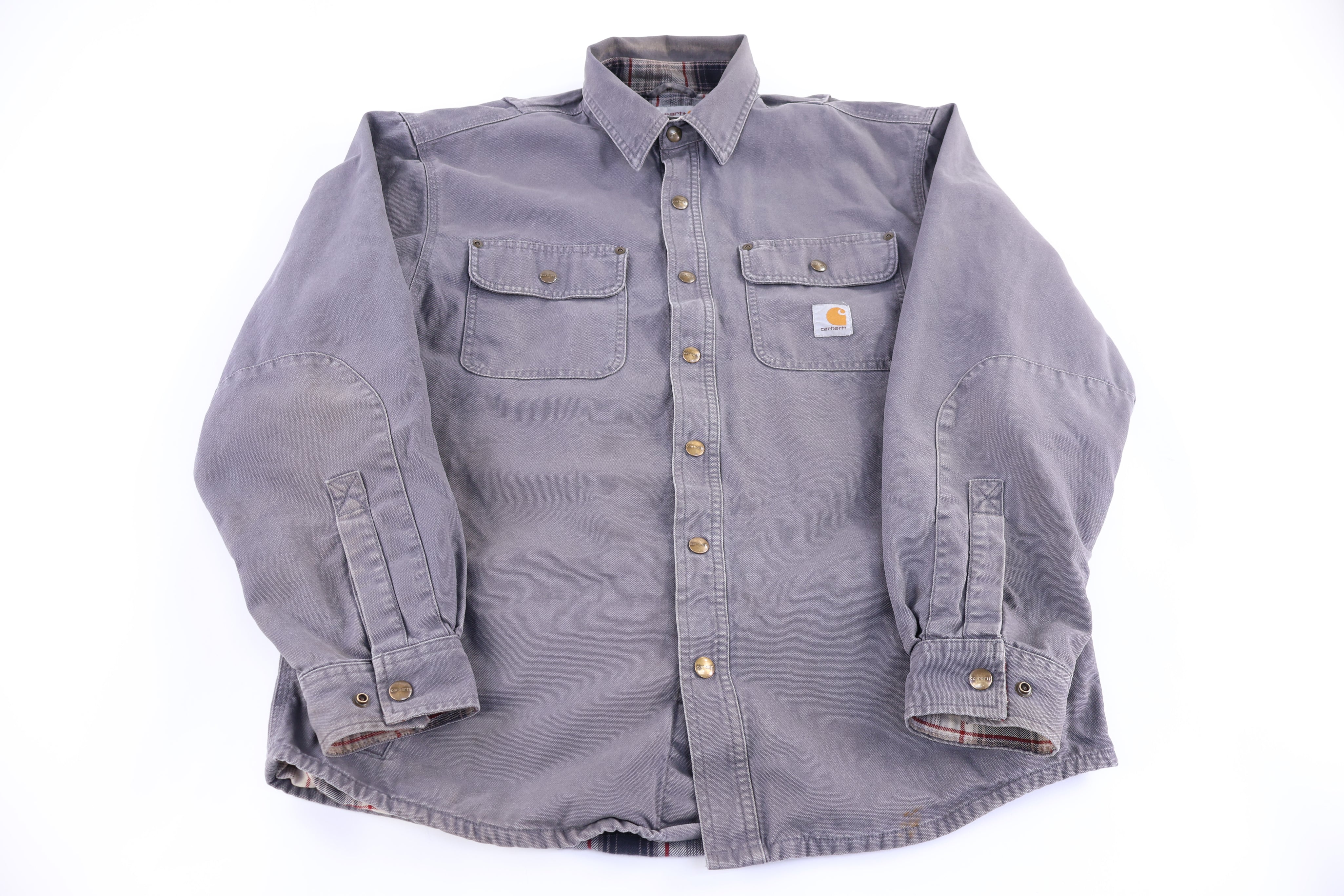 Carhartt Logo Patch Grey LS Button Down