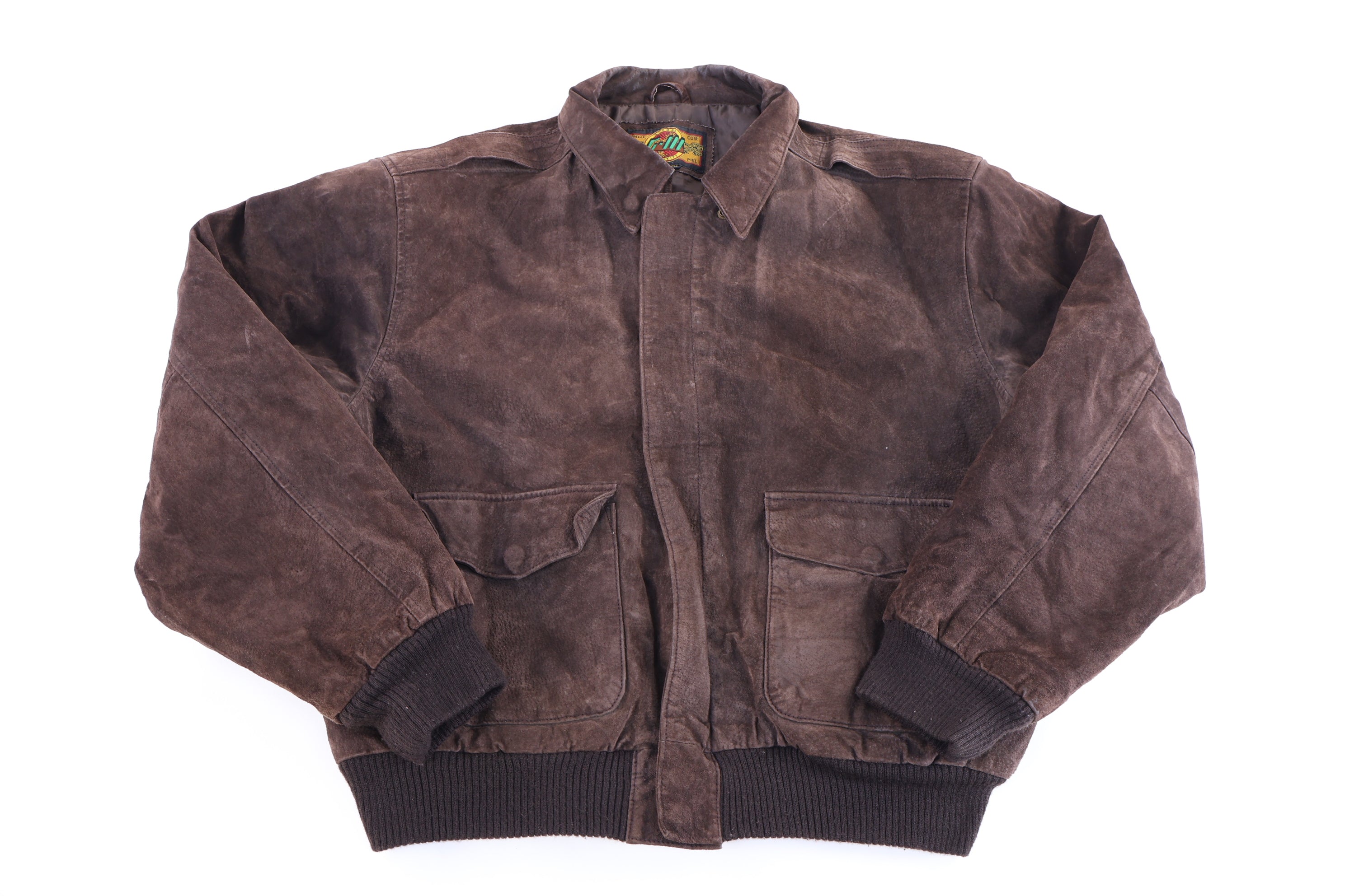 90's Global Identity Brown Leather Suede Jacket