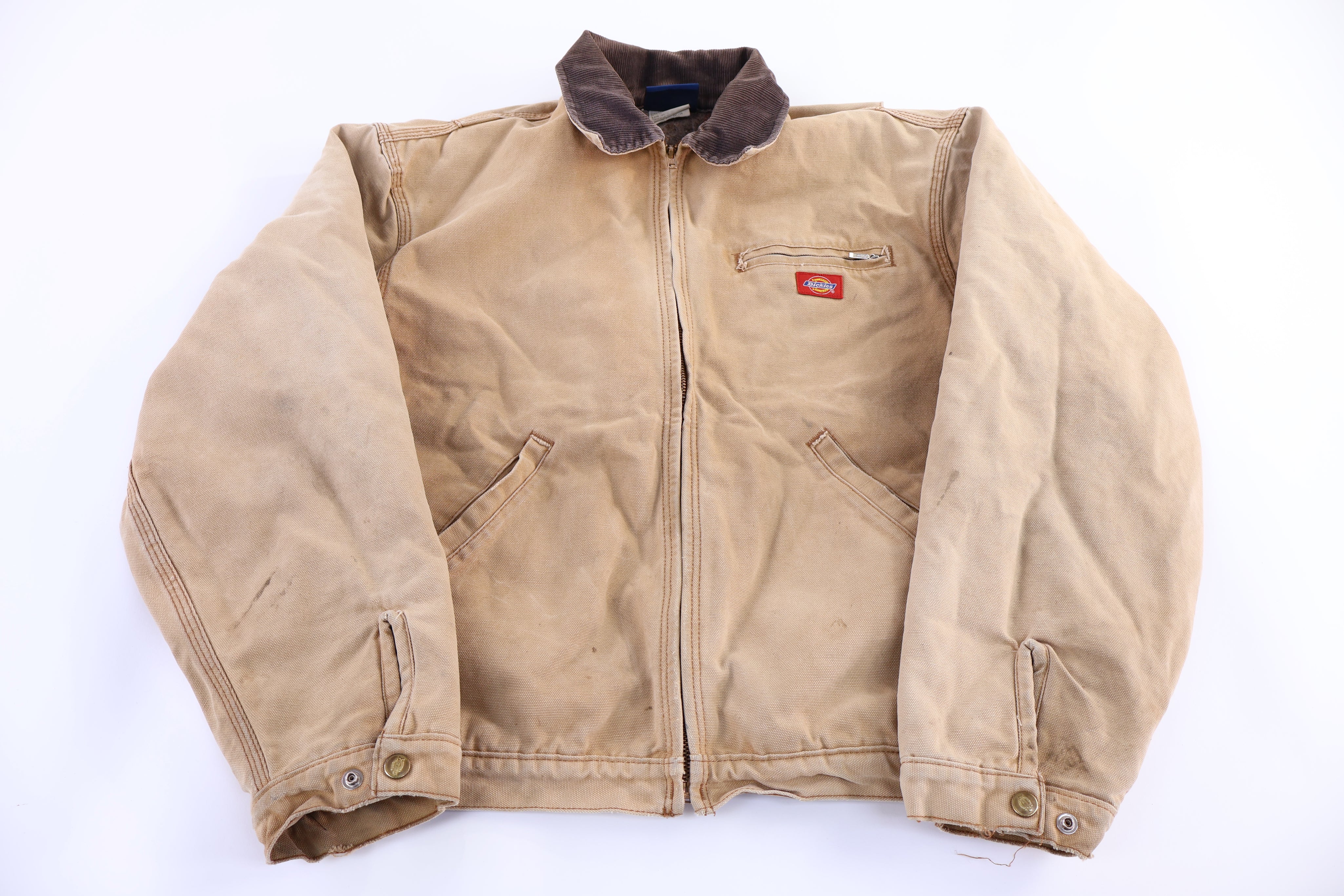 Vintage Dickies Logo Patch Tan Full Zip Jacket