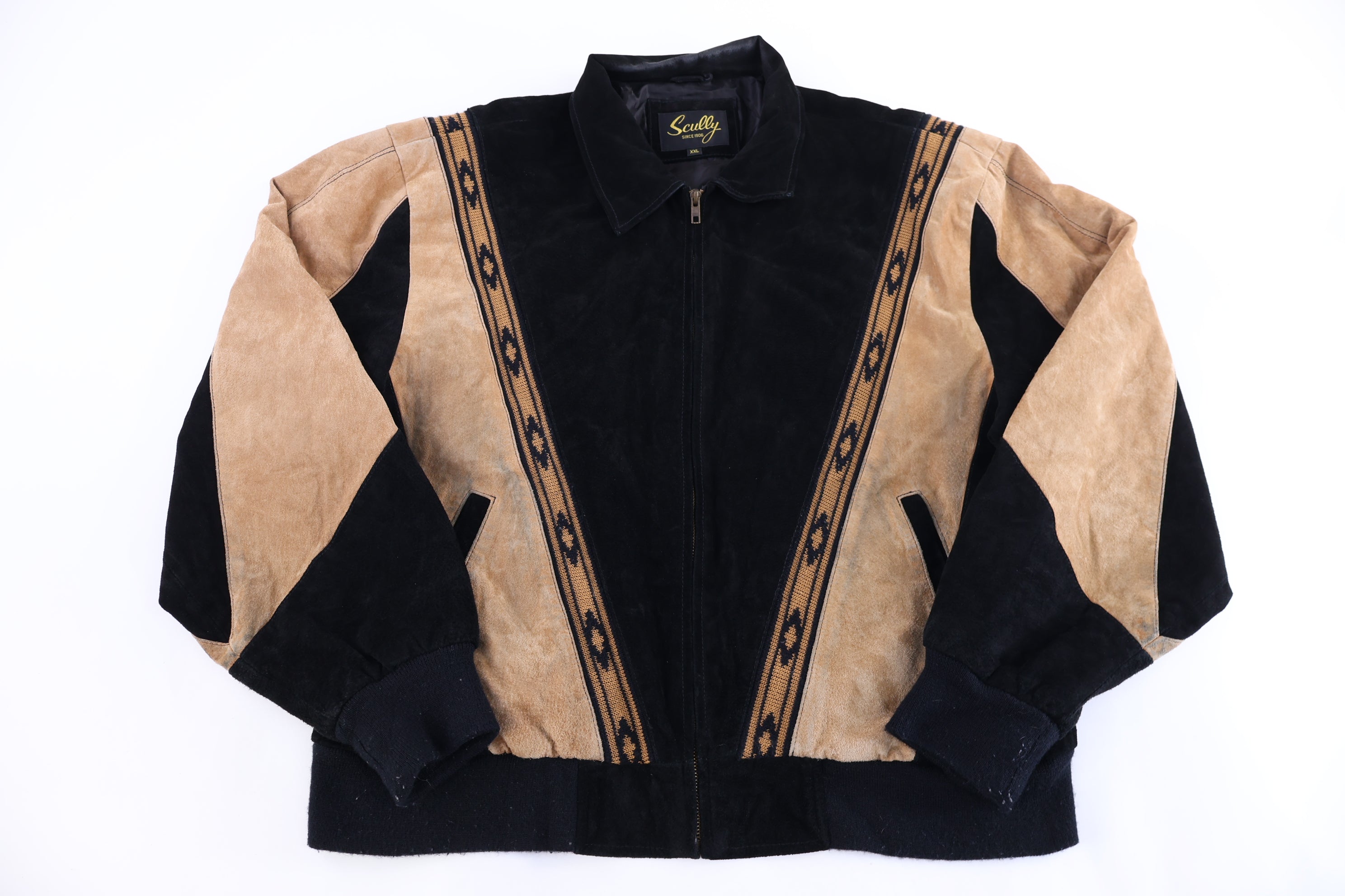 90's Scully Multicolor Full Zip Leather Suede Jacket