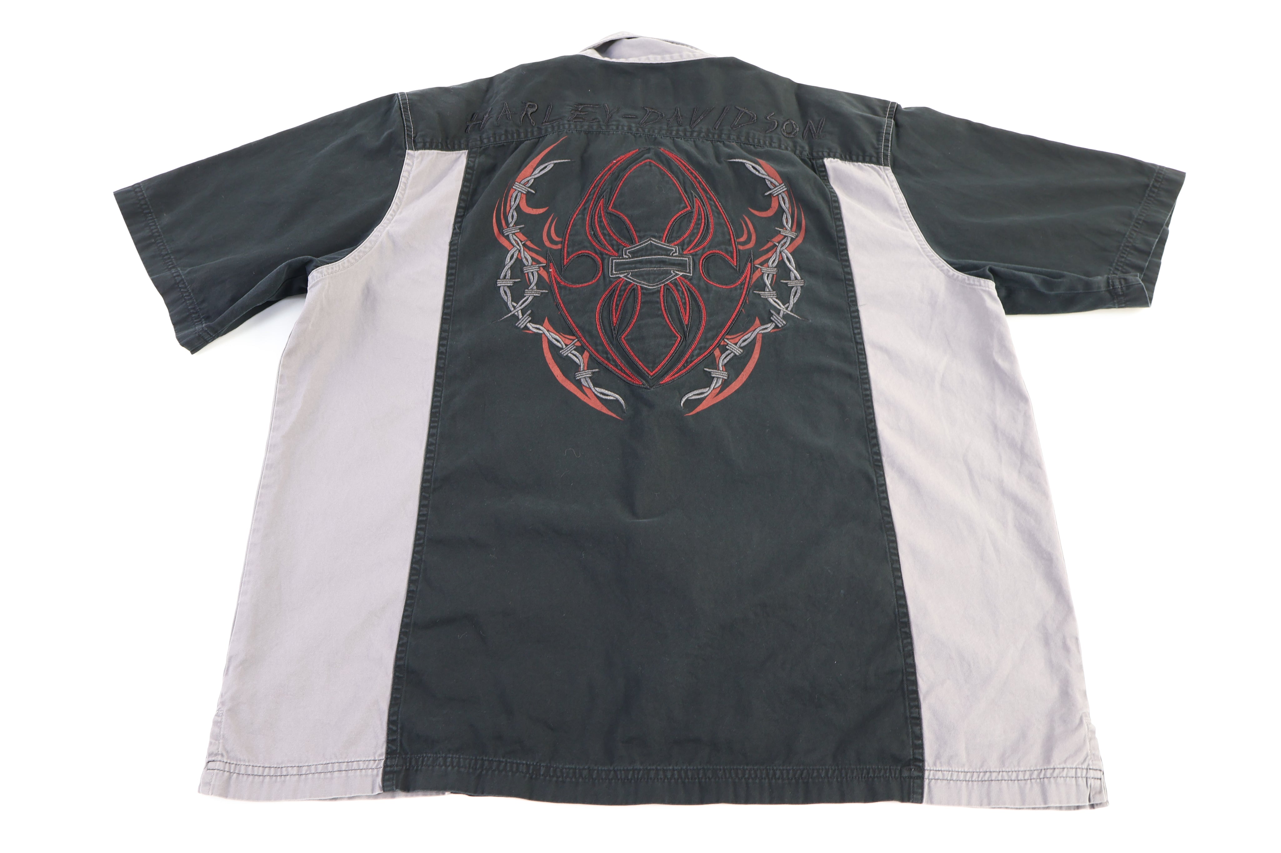 Harley Davidson Motorcycles Grey & Black Button Down