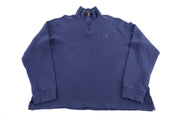 Polo Ralph Lauren Embroidered Logo Blue Quarter Zip Sweater