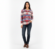 Women's Lauren Ralph Lauren Aztec Pattern LS Henley T-shirt