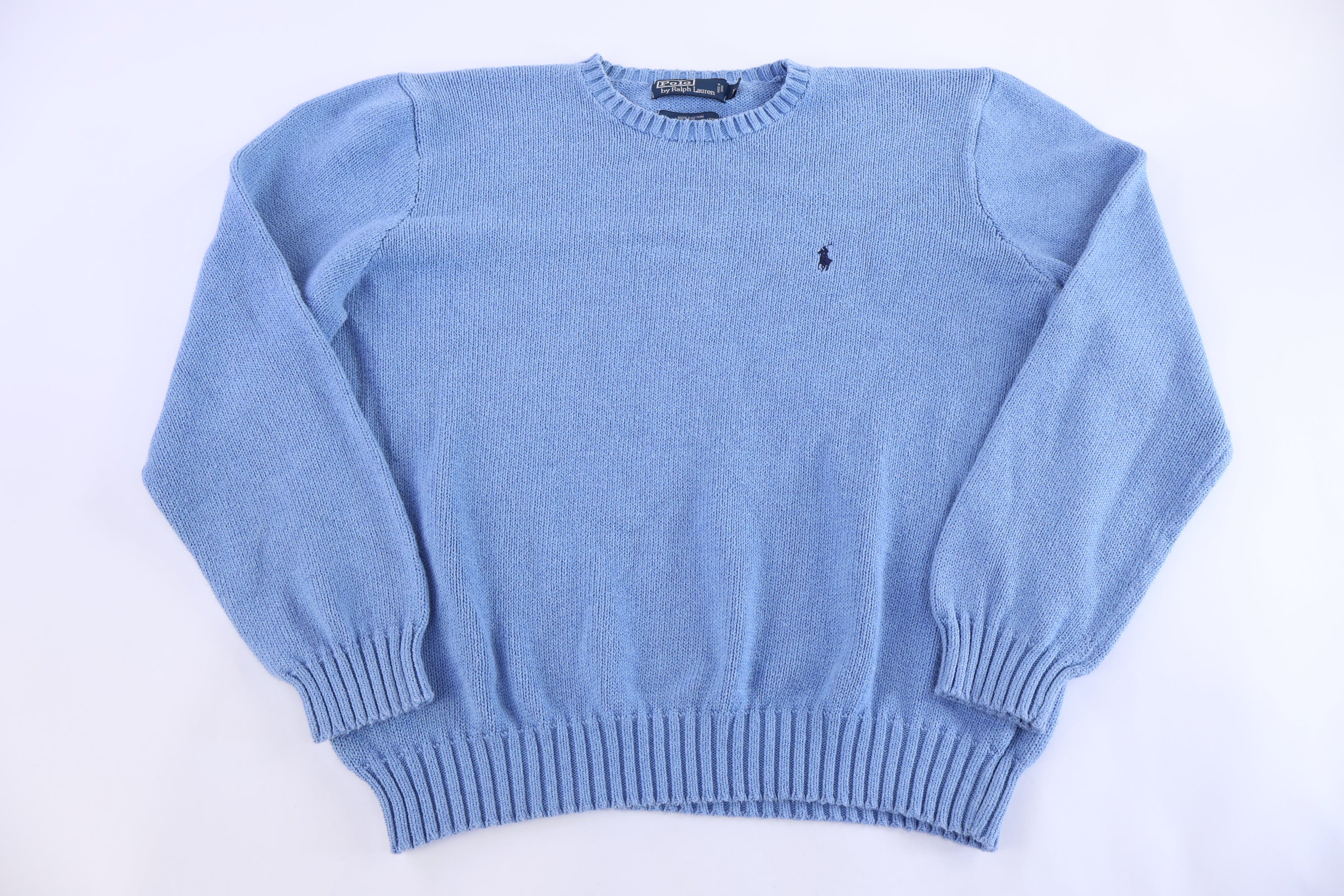 Polo by Ralph Lauren Embroidered Logo Blue Knit Sweater