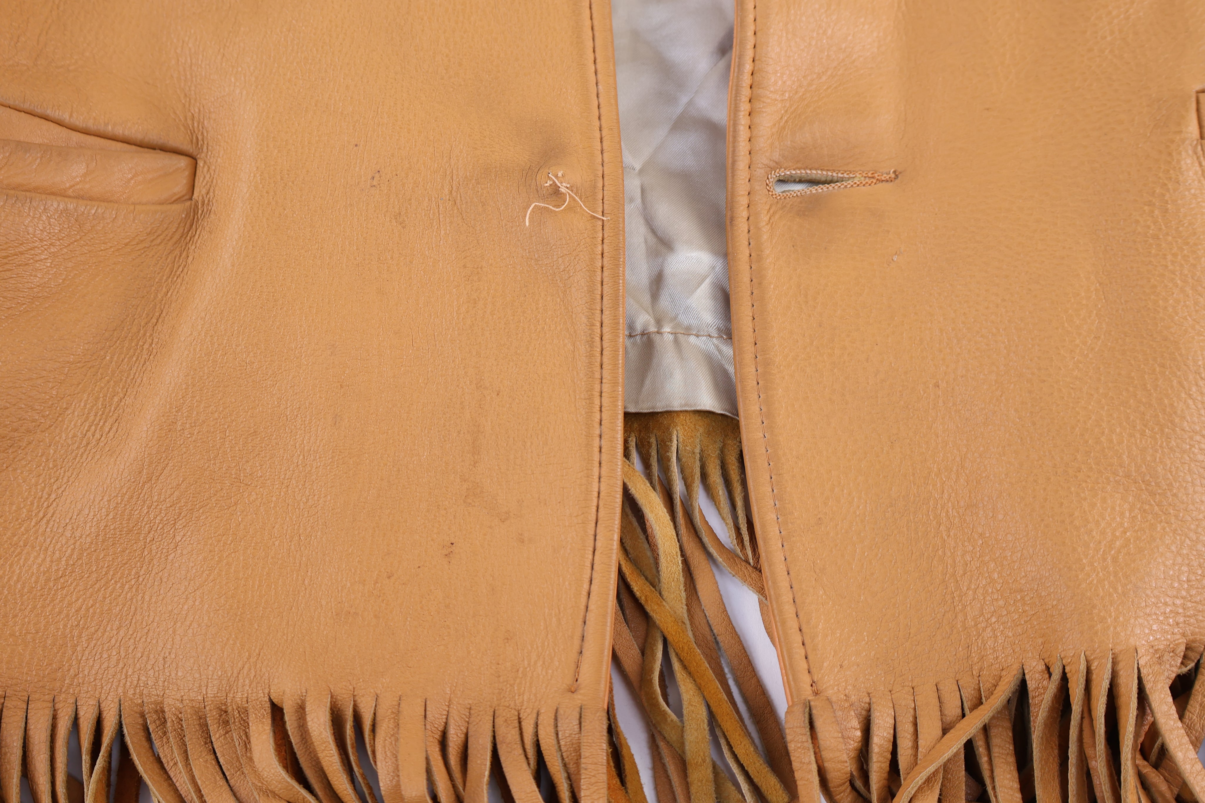 80's Mid Western Tan Fringe Leather Jacket