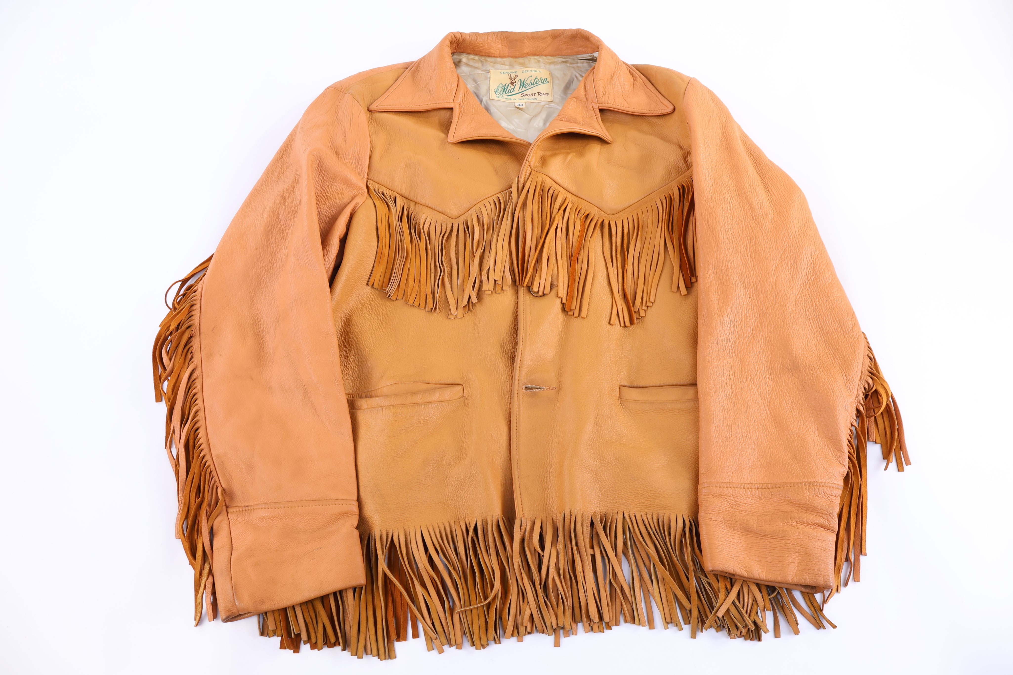 80's Mid Western Tan Fringe Leather Jacket