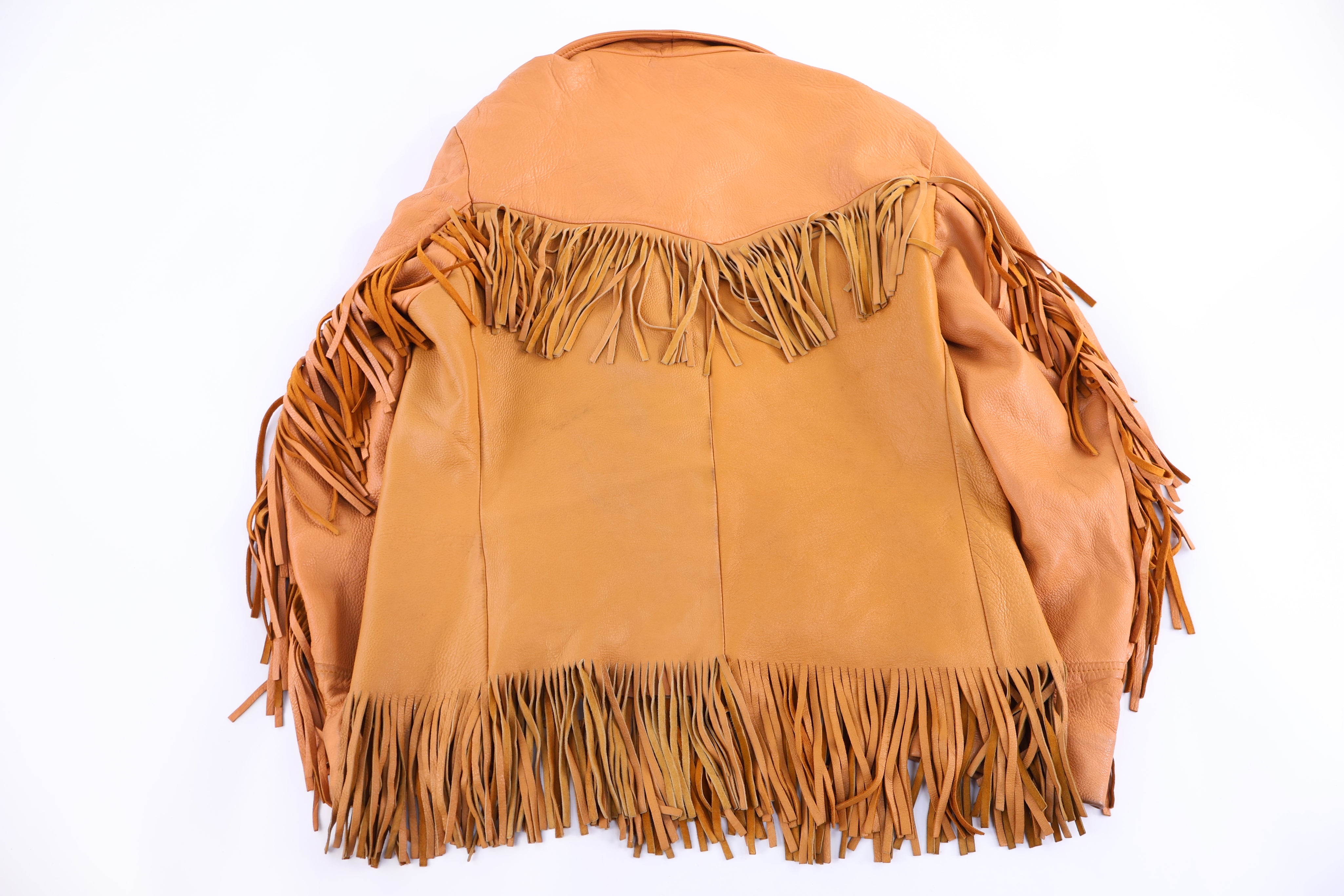 80's Mid Western Tan Fringe Leather Jacket