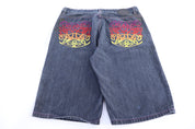 Y2K Embroidered Dark Wash Denim shorts
