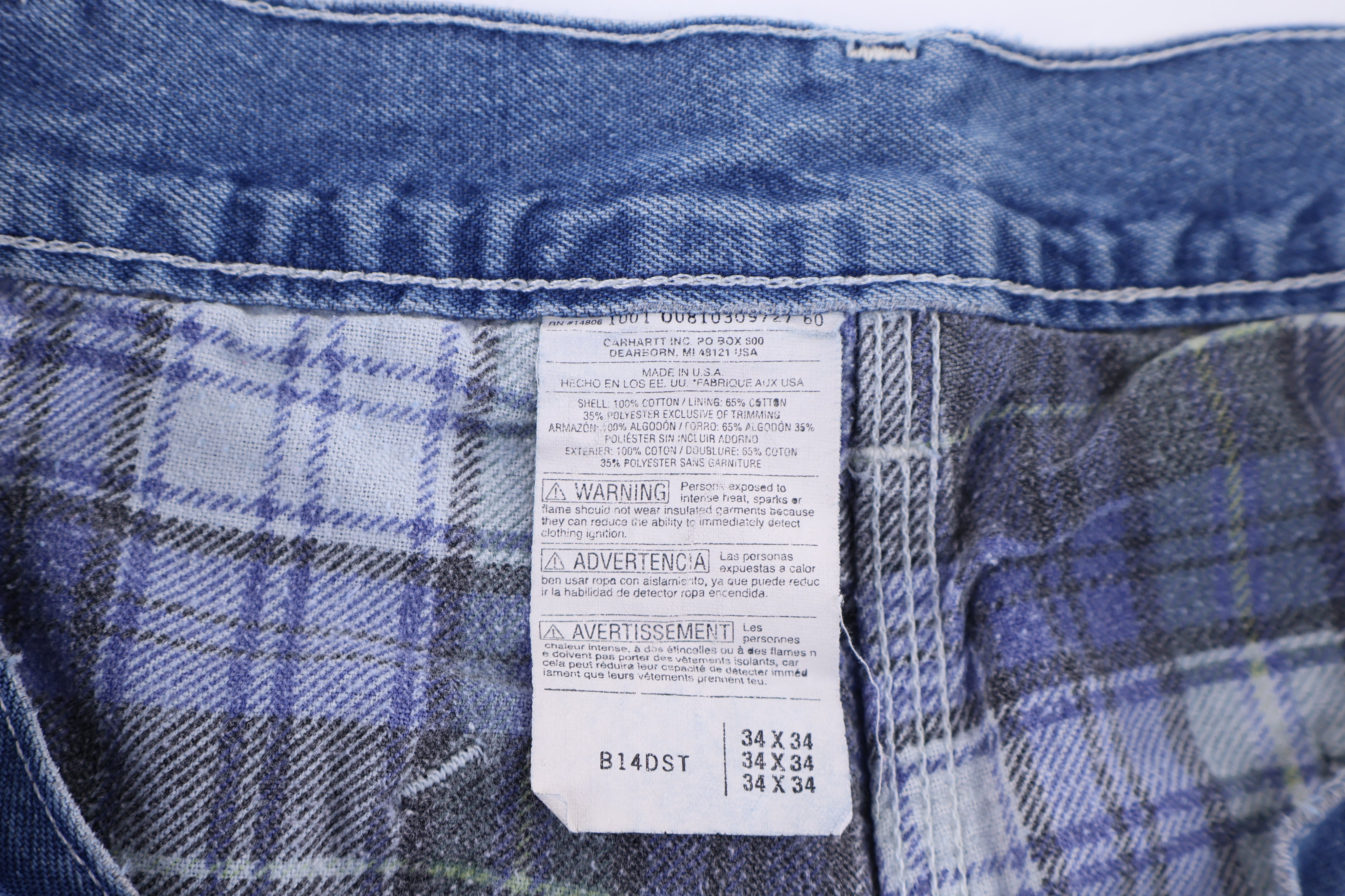 Carhartt Logo Patch Flannel Lined Jeans