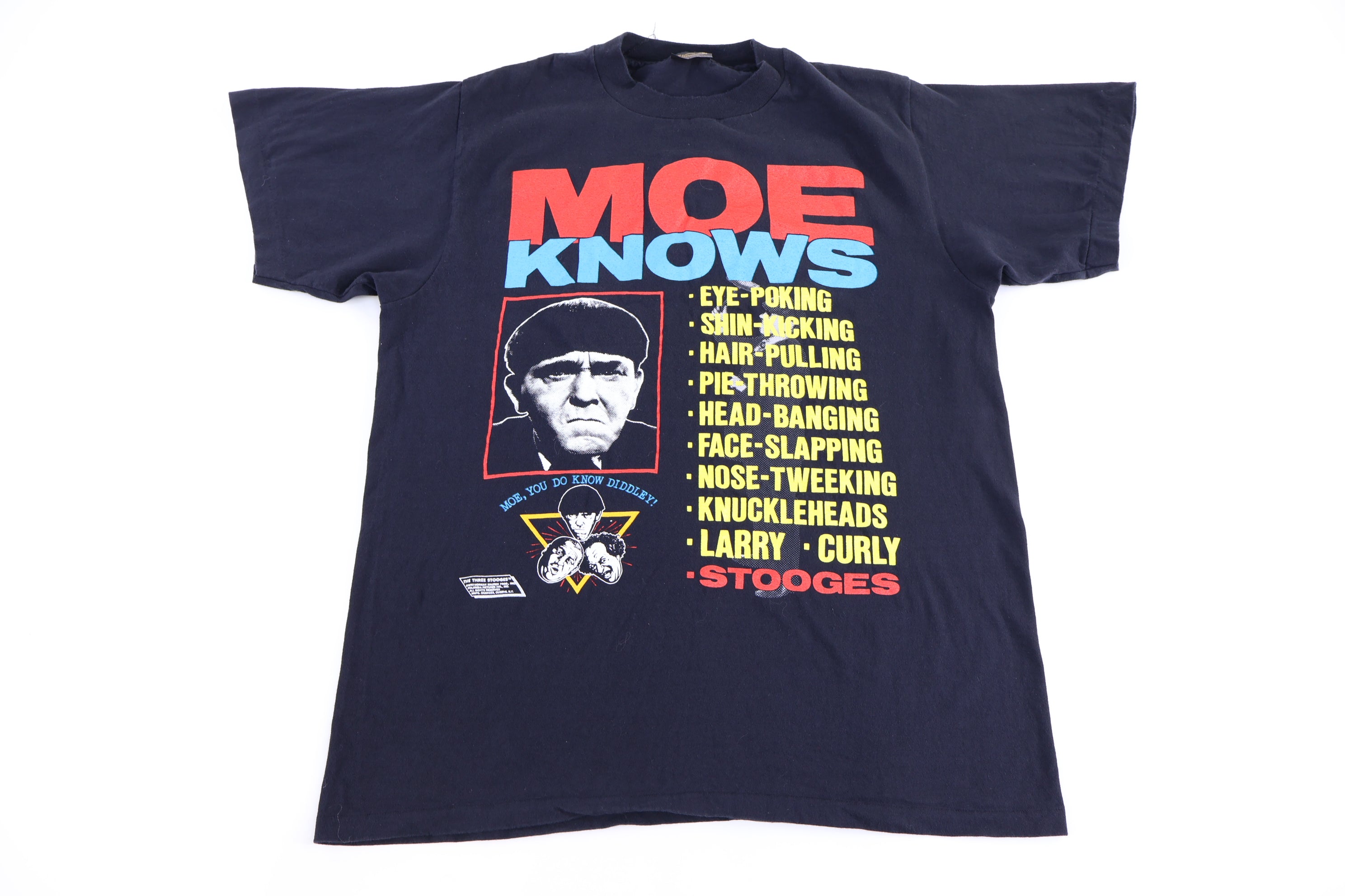 1990 Three Stooges Moe Knows Graphic T-shirt