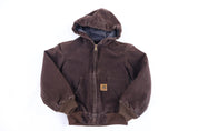 Youth Carhartt Logo Patch Brown Full Zip Jacket