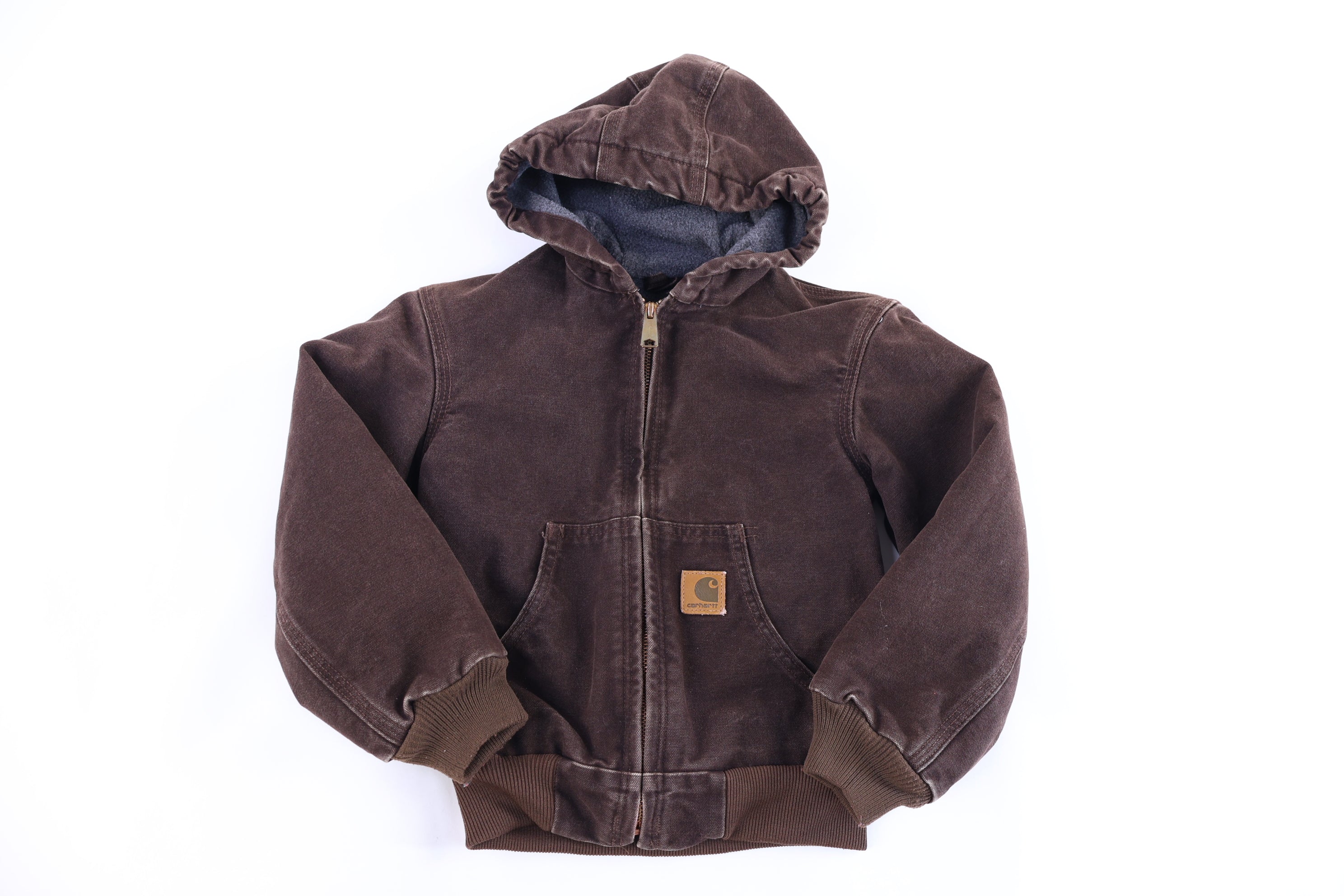 Youth Carhartt Logo Patch Brown Full Zip Jacket