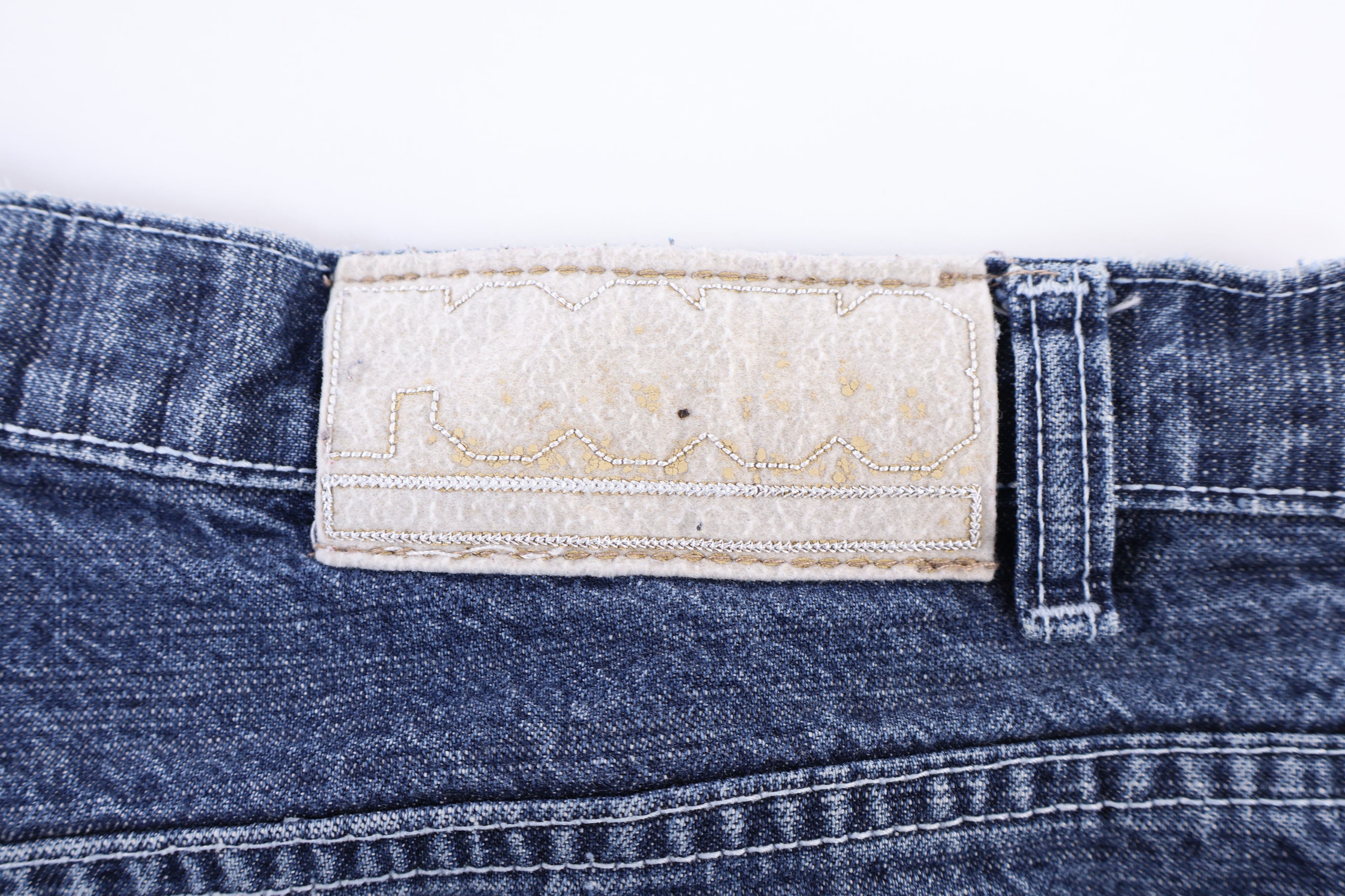 Focus Embroidered Baggy Denim Shorts
