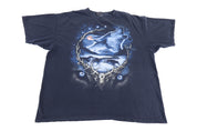 Vintage Liquid Blue Wolves Graphic T-shirt