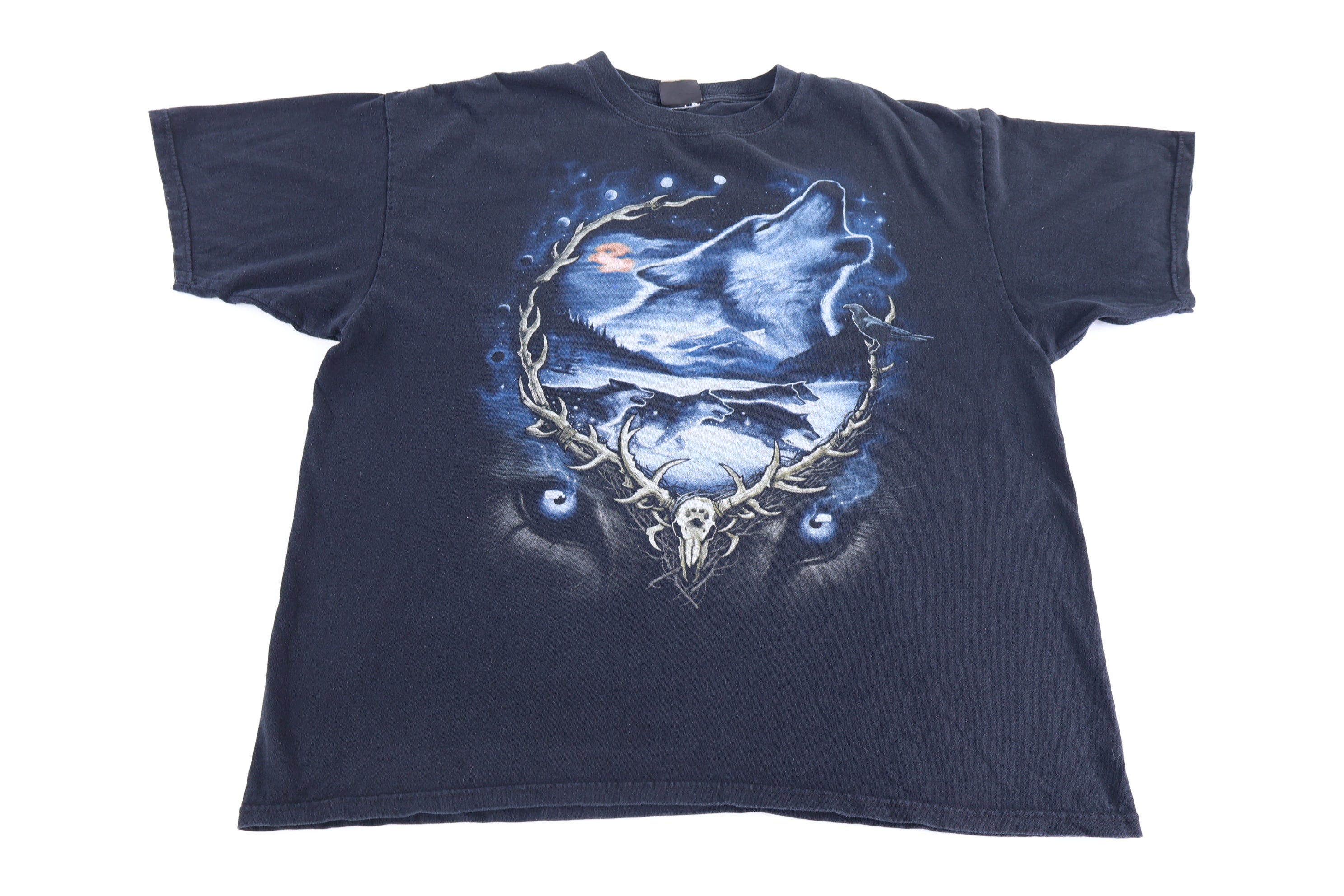 Vintage Liquid Blue Wolves Graphic T-shirt