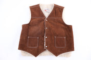 90's The Leather Shop Brown Leather Suede Vest
