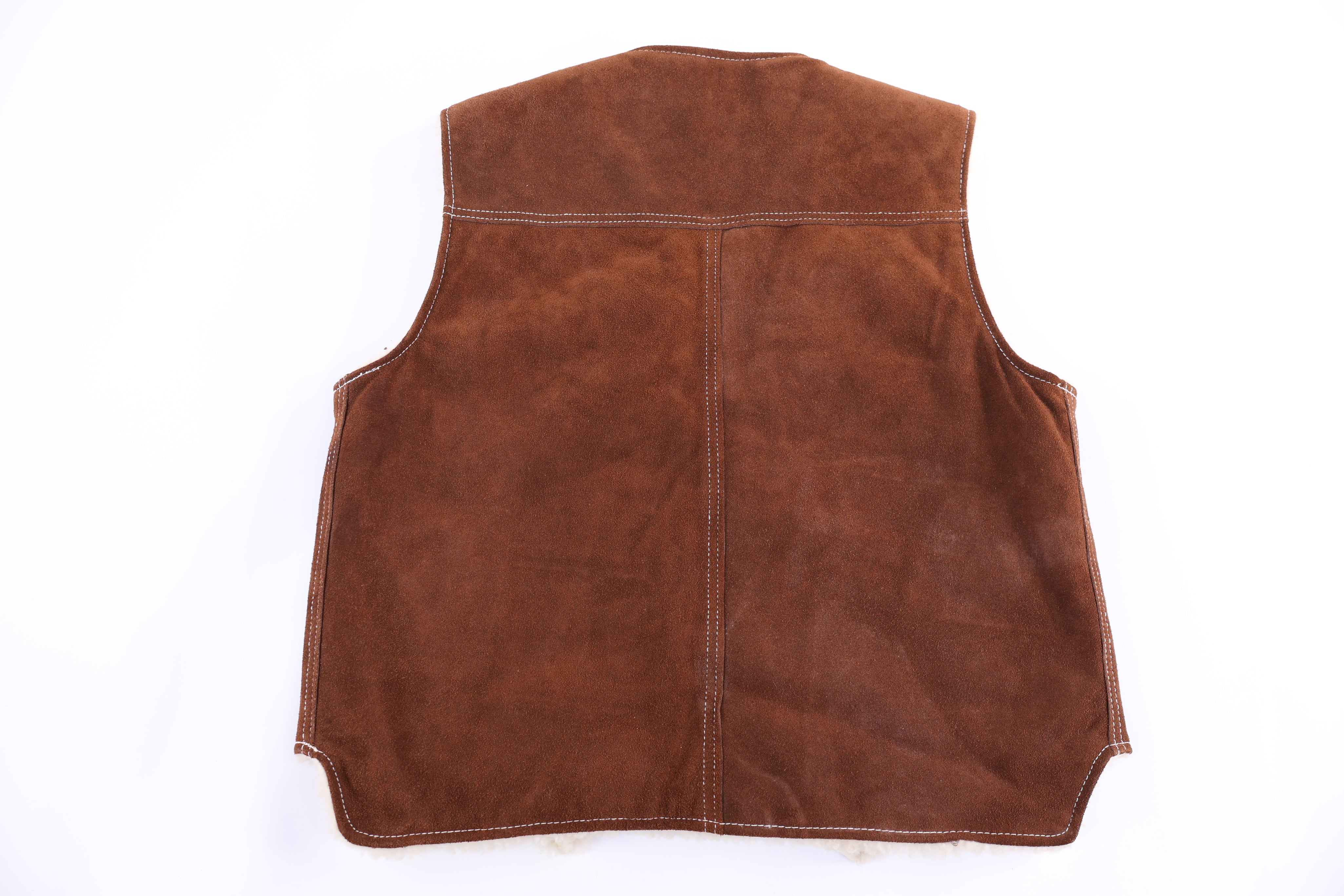90's The Leather Shop Brown Leather Suede Vest