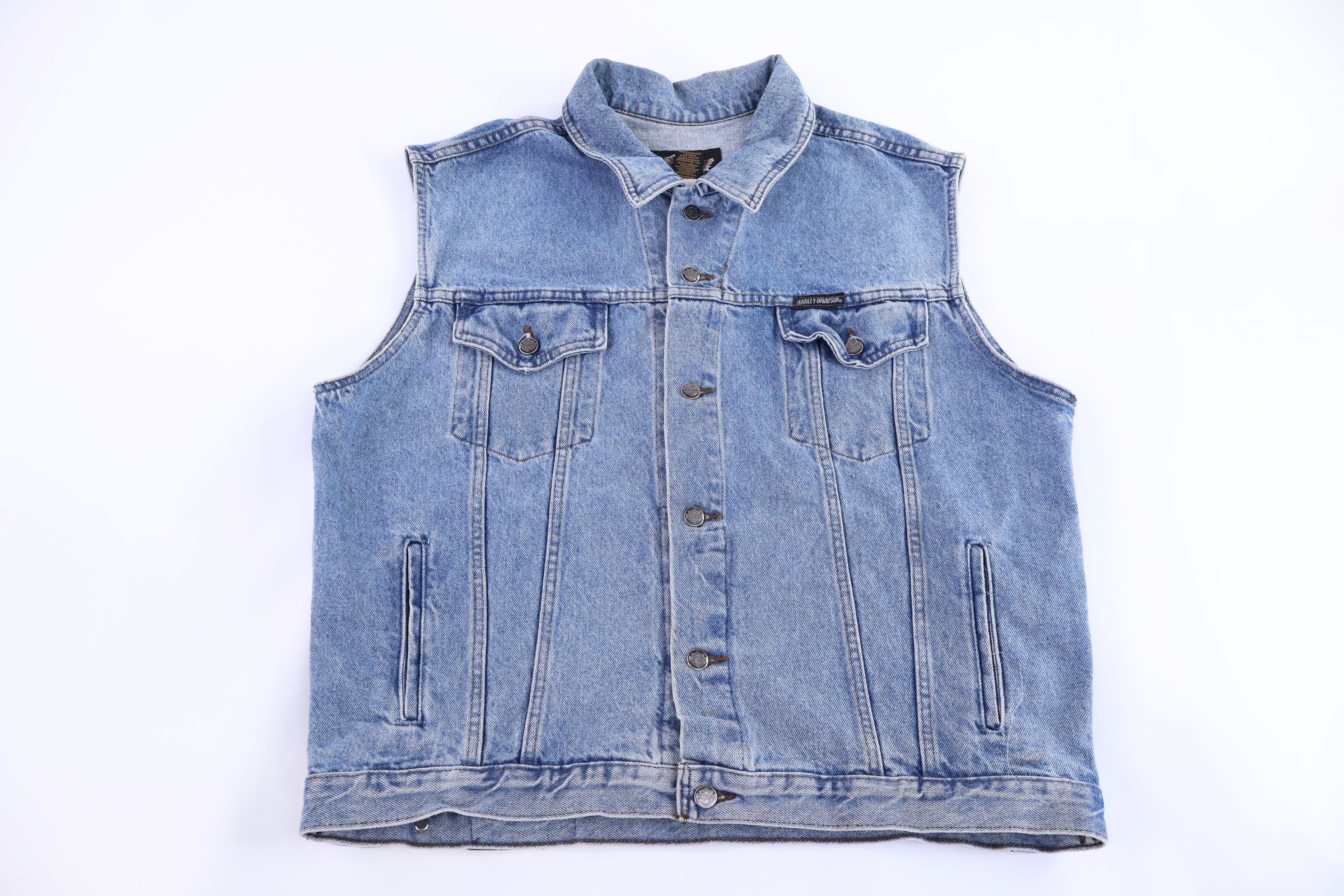 Vintage Harley Davidson Motorcycles Denim Vest