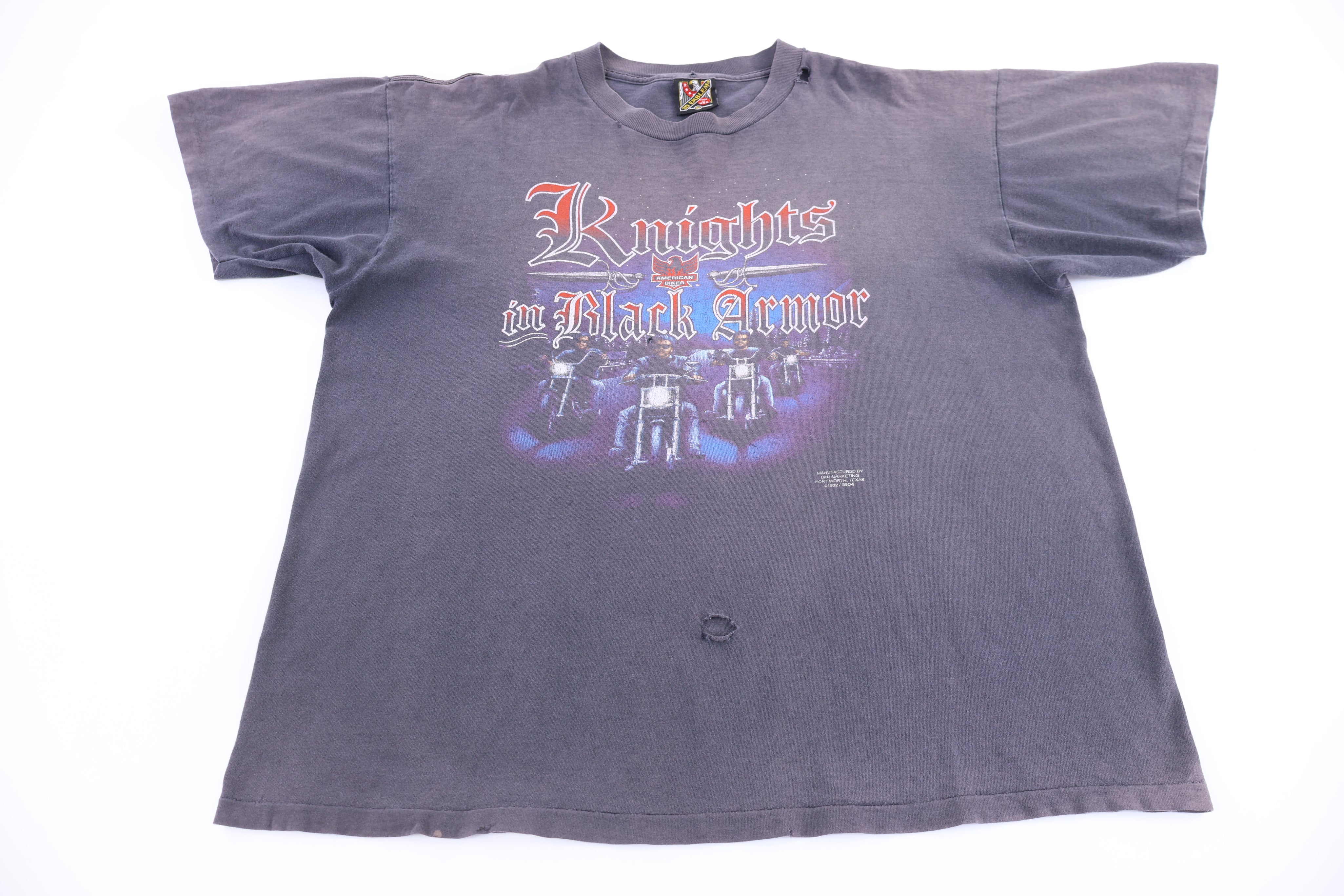 1992 Knights in Black Armor 3D Emblem T-shirt