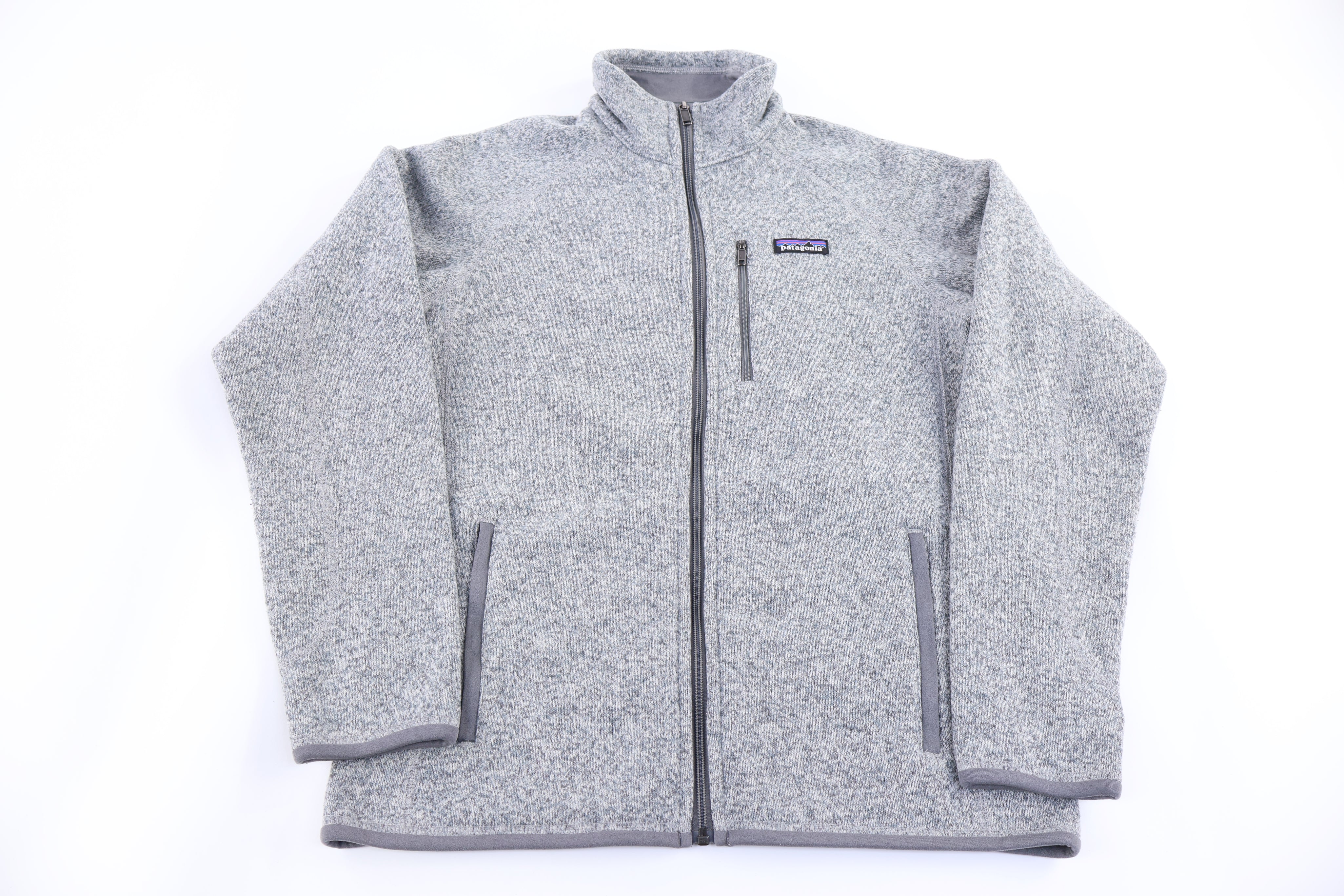 Patagonia Logo Patch Grey Full Zip Sweater