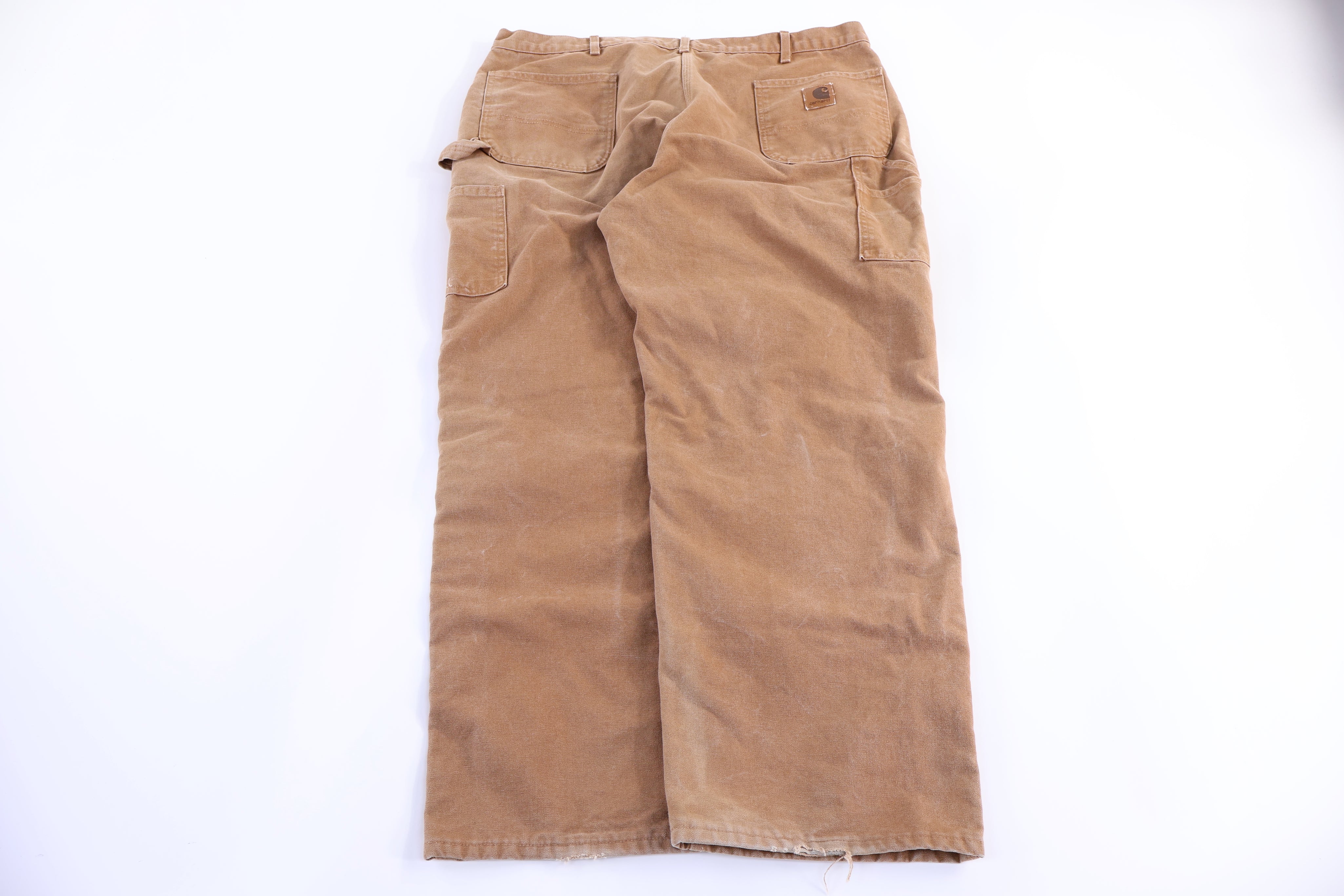 Carhartt Logo Patch Tan Flannel Lined Pants