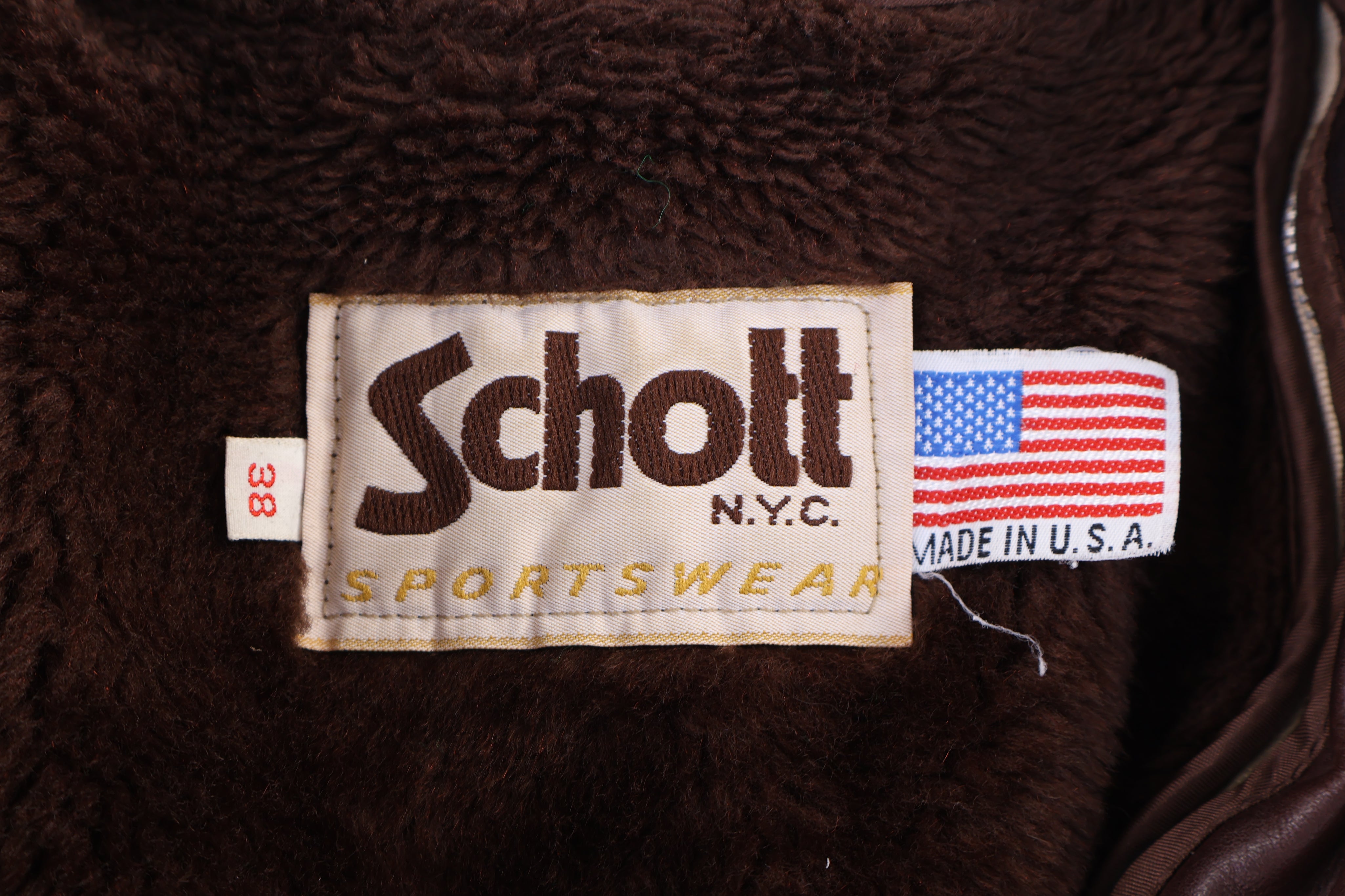 80's Schott NYC Brown Full Zip Leather Jacket