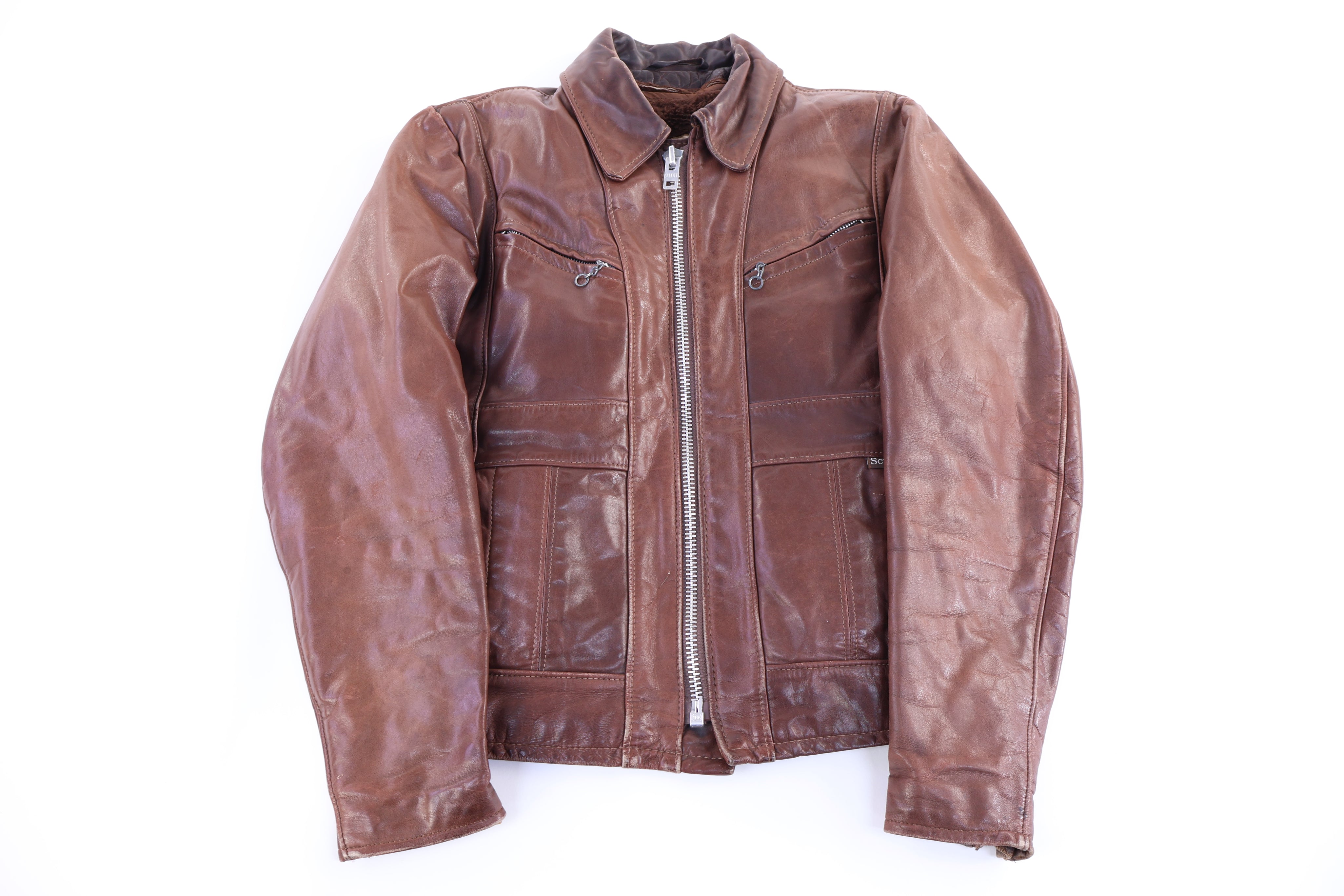 80's Schott NYC Brown Full Zip Leather Jacket