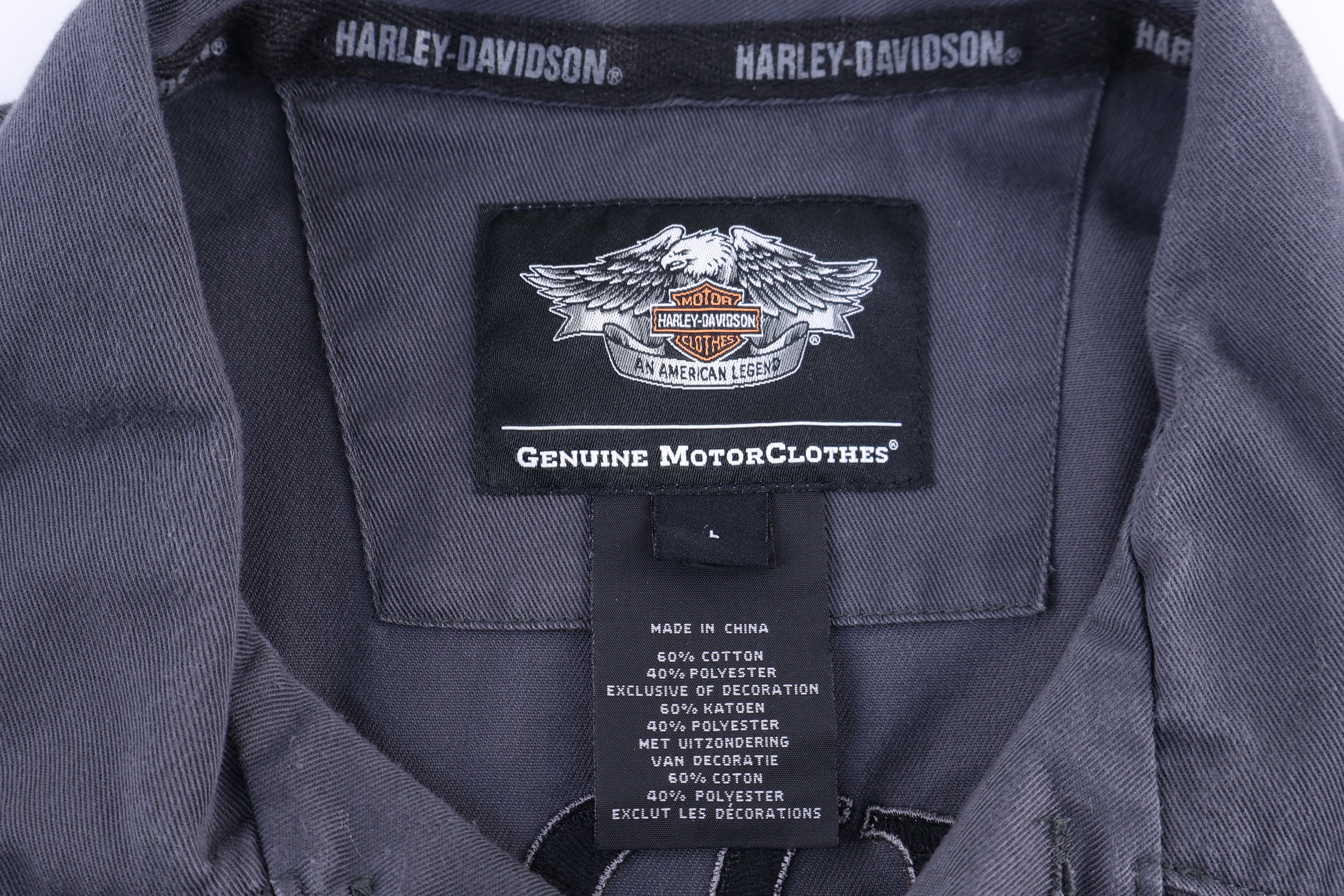 Harley Davidson Motorcycles Grey Button Down