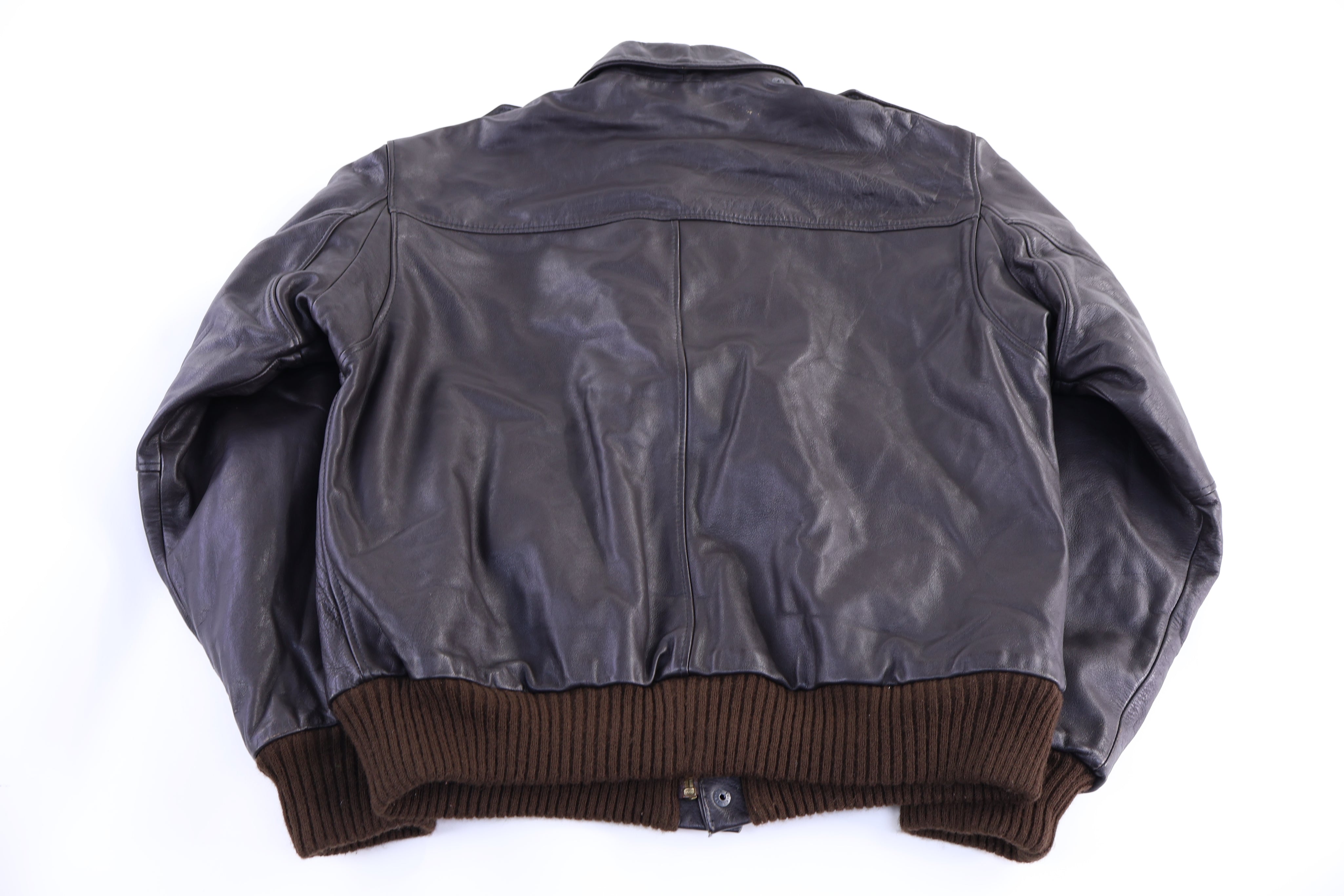 American Express Brown Full Zip Leather Jacket