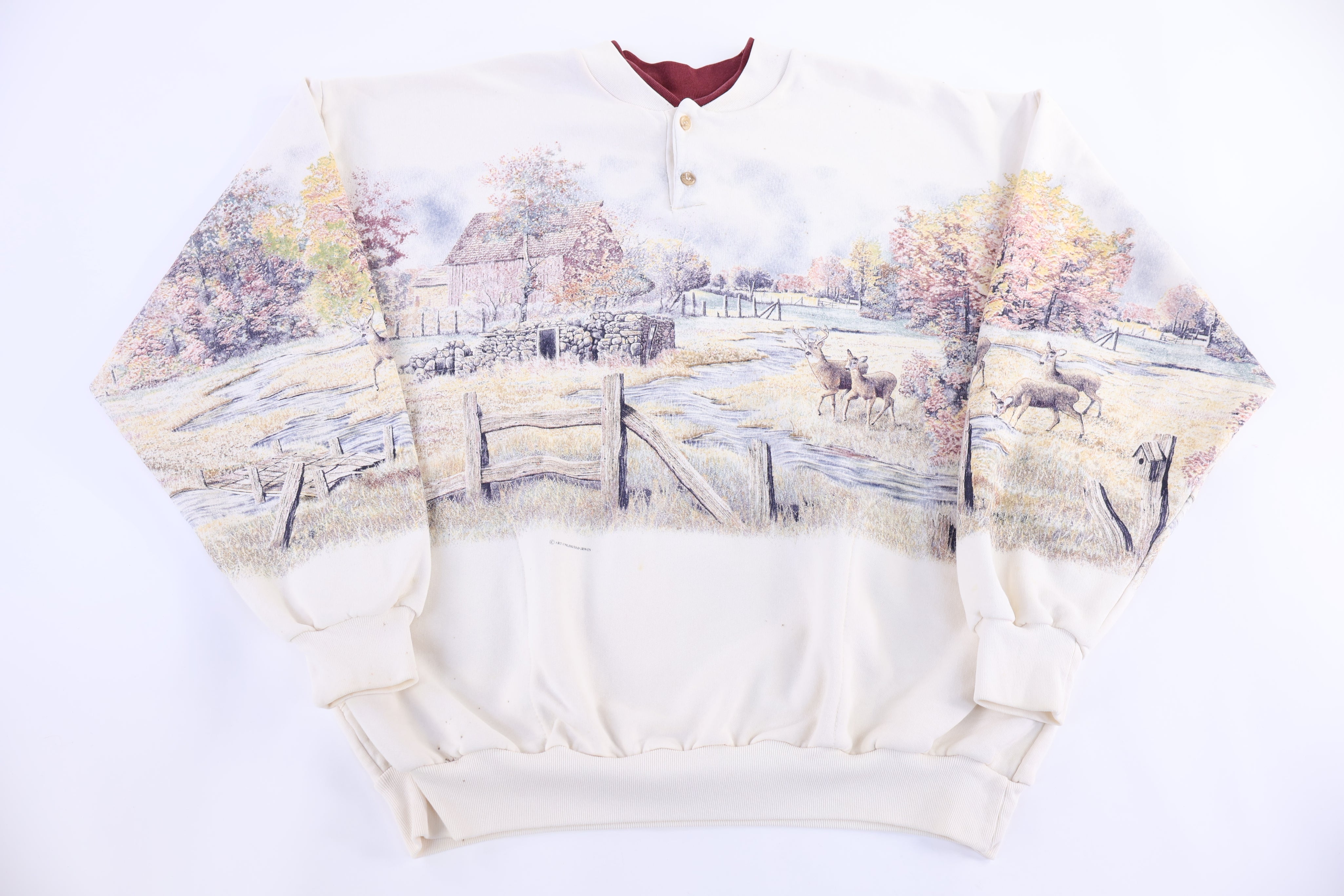 90's Art Unlimited Nature All Over Graphic Sweater