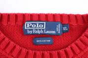 Polo by Ralph Lauren Embroidered Logo Red Knit Sweater