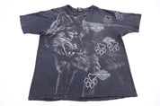 90's Harley Davidson Motorcycles Wolf All Over Graphic T-shirt