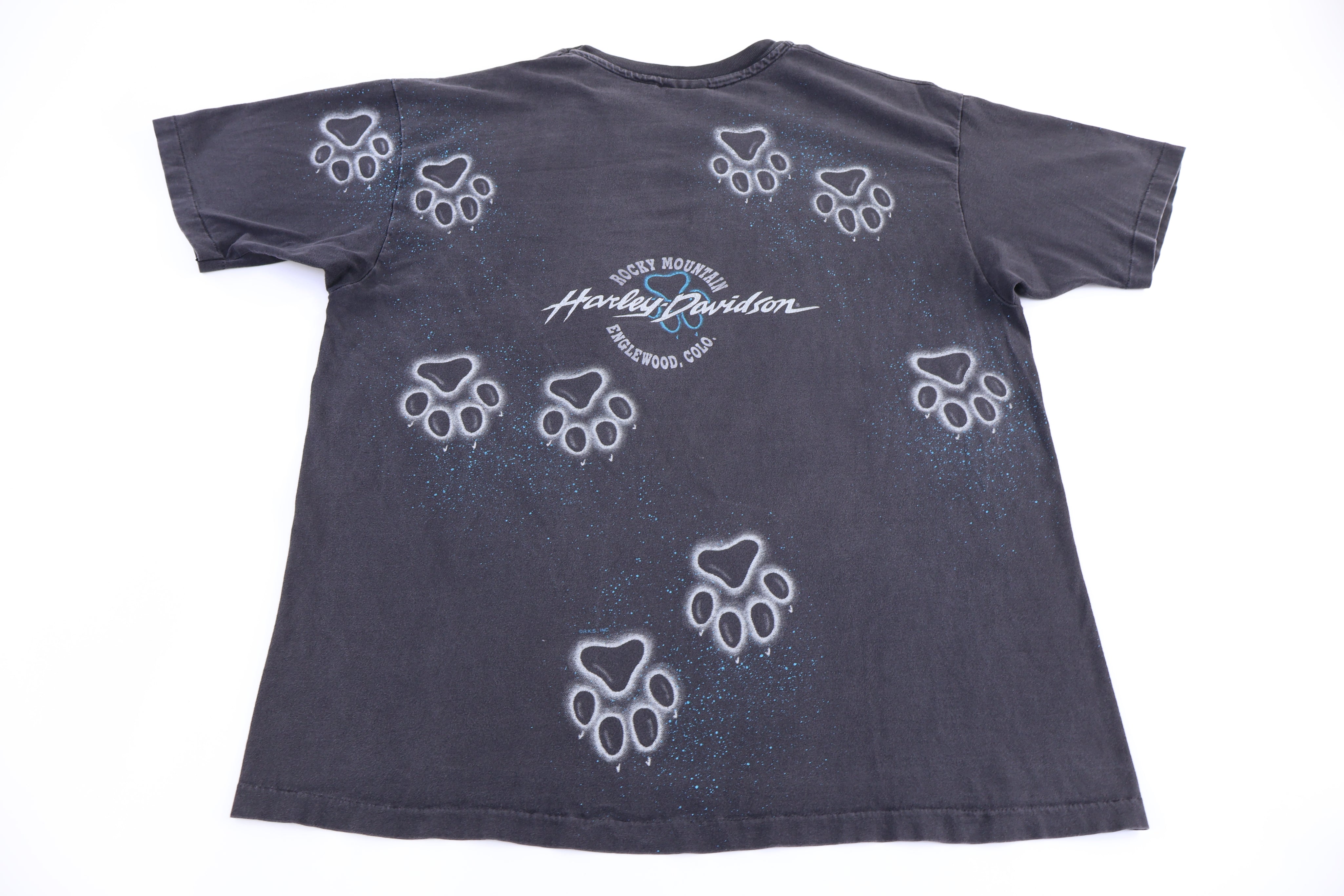 90's Harley Davidson Motorcycles Wolf All Over Graphic T-shirt