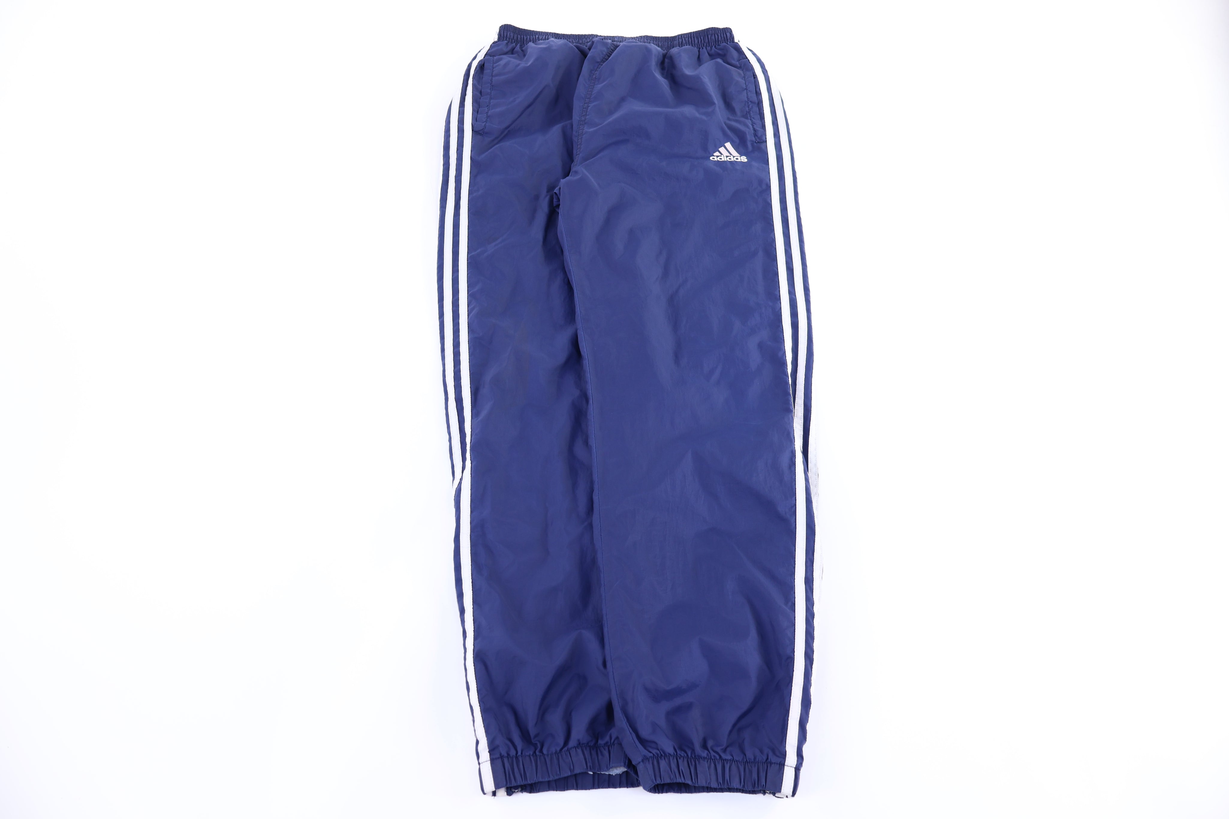 90's Adidas Embroidered Logo White & Blue Track Pants