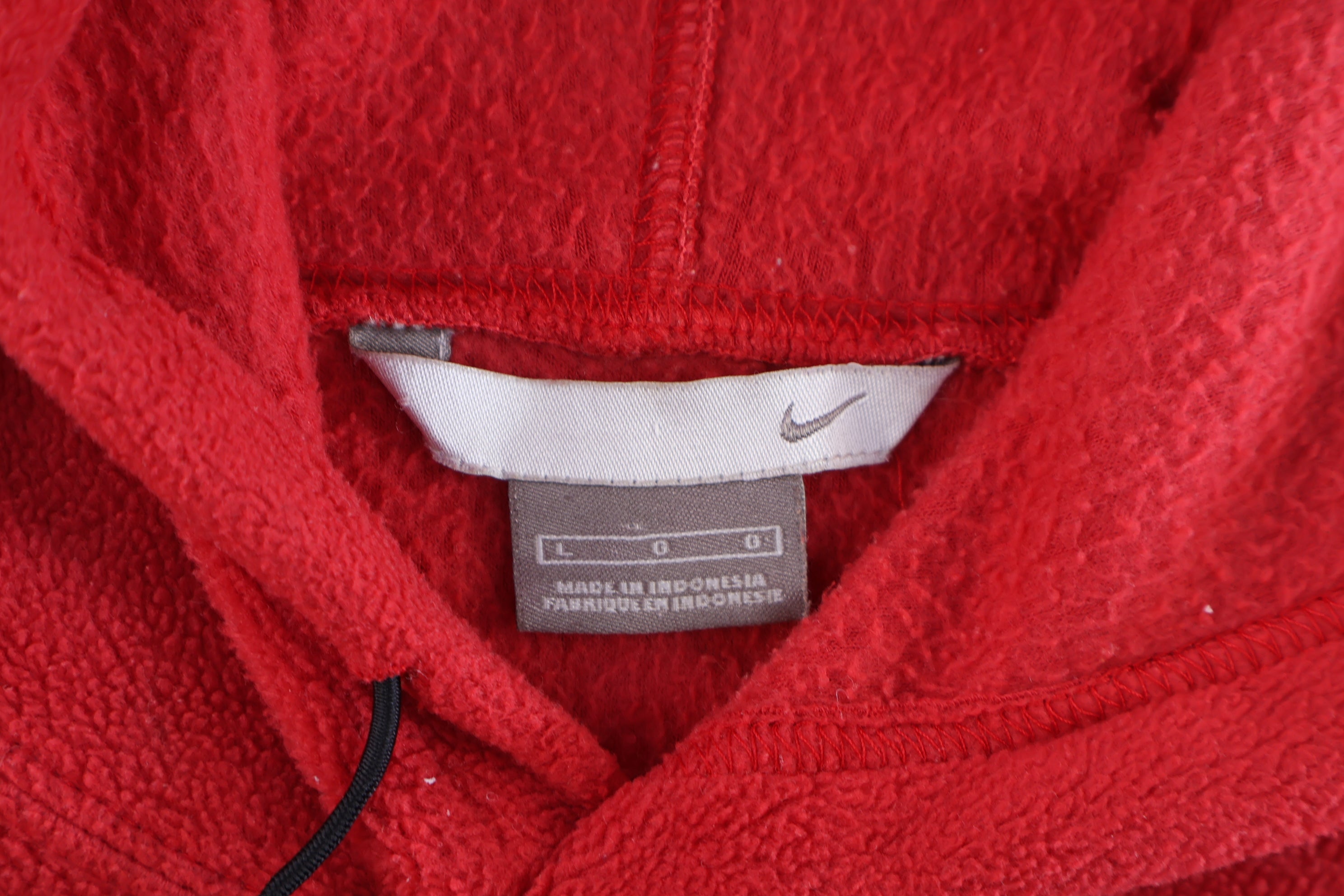 Vintage Nike Embroidered Red Fleece Pullover Hoodie