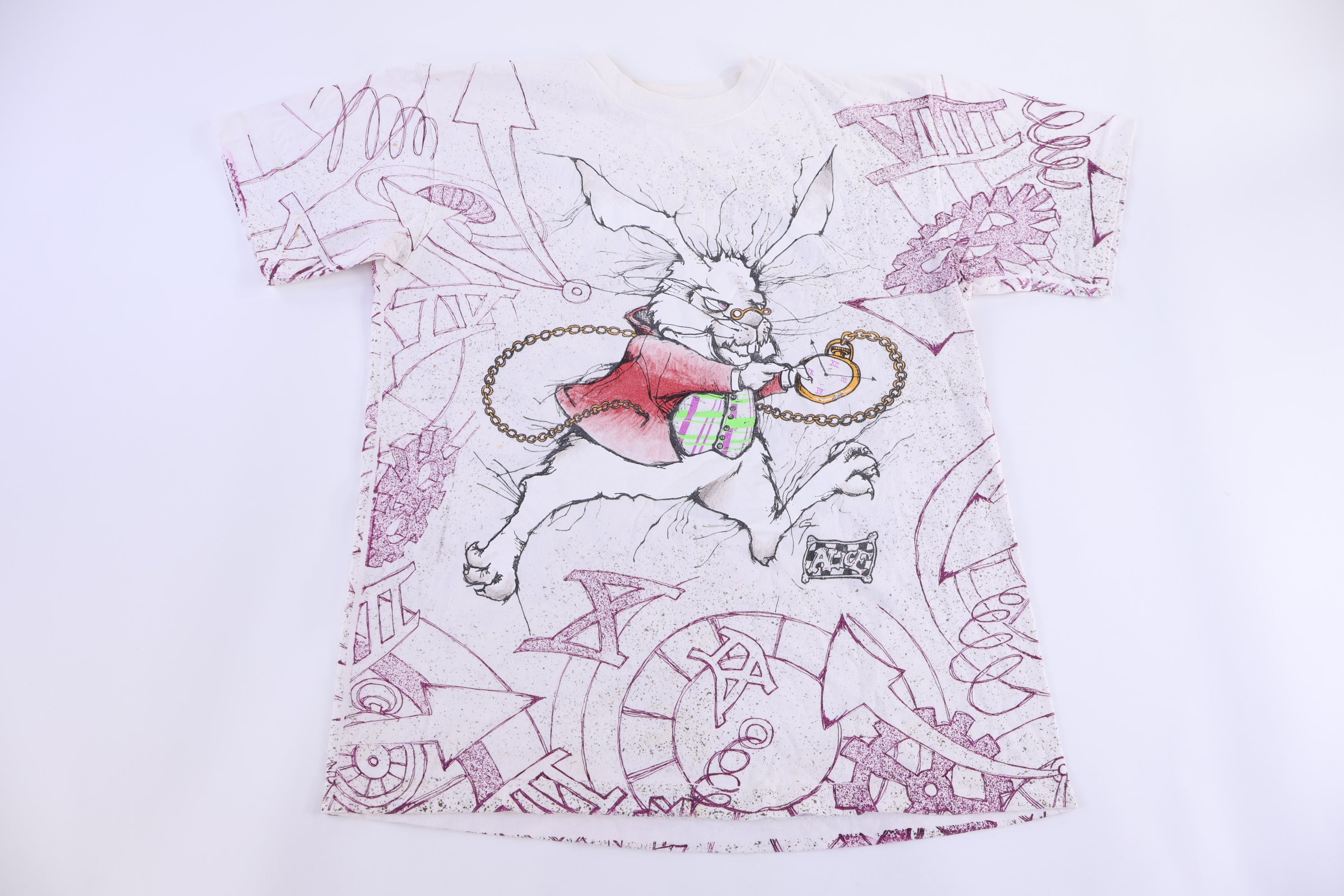 90's Alice In Wonderland White Rabbit I’m Late T-shirt