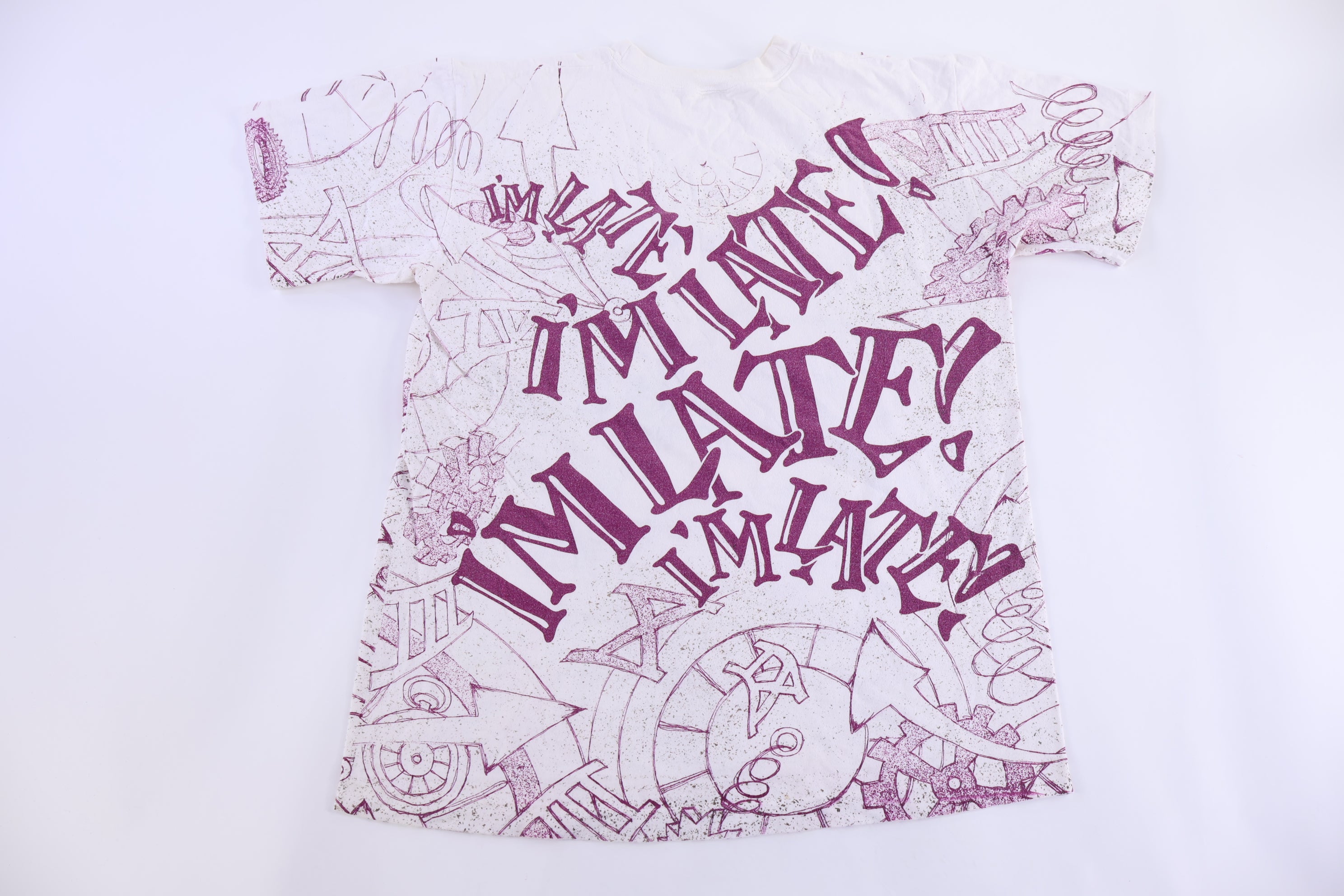 90's Alice In Wonderland White Rabbit I’m Late T-shirt