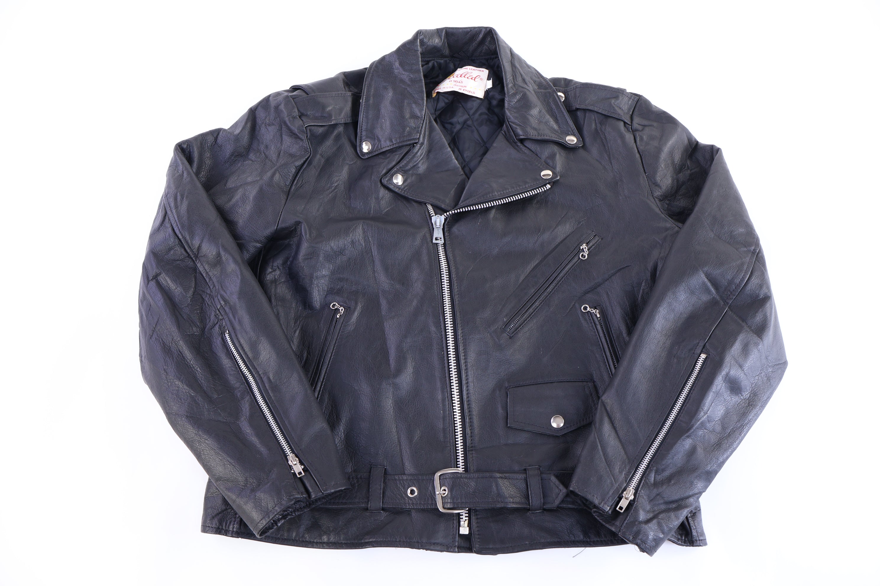 80's Excelled Black Leather Full Zip Jacket
