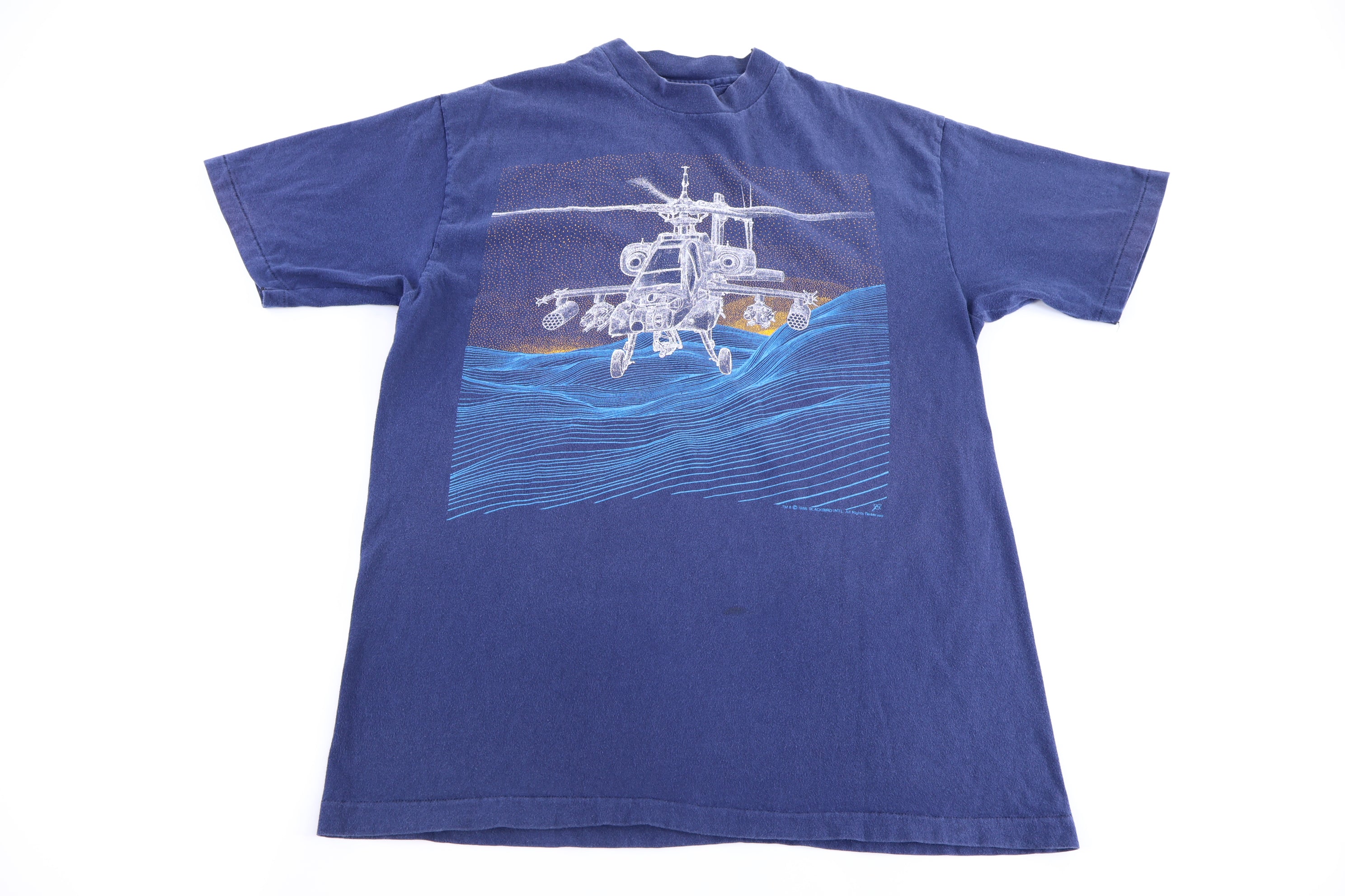 1985 AH-64 Apache Helicopter Graphic T-shirt