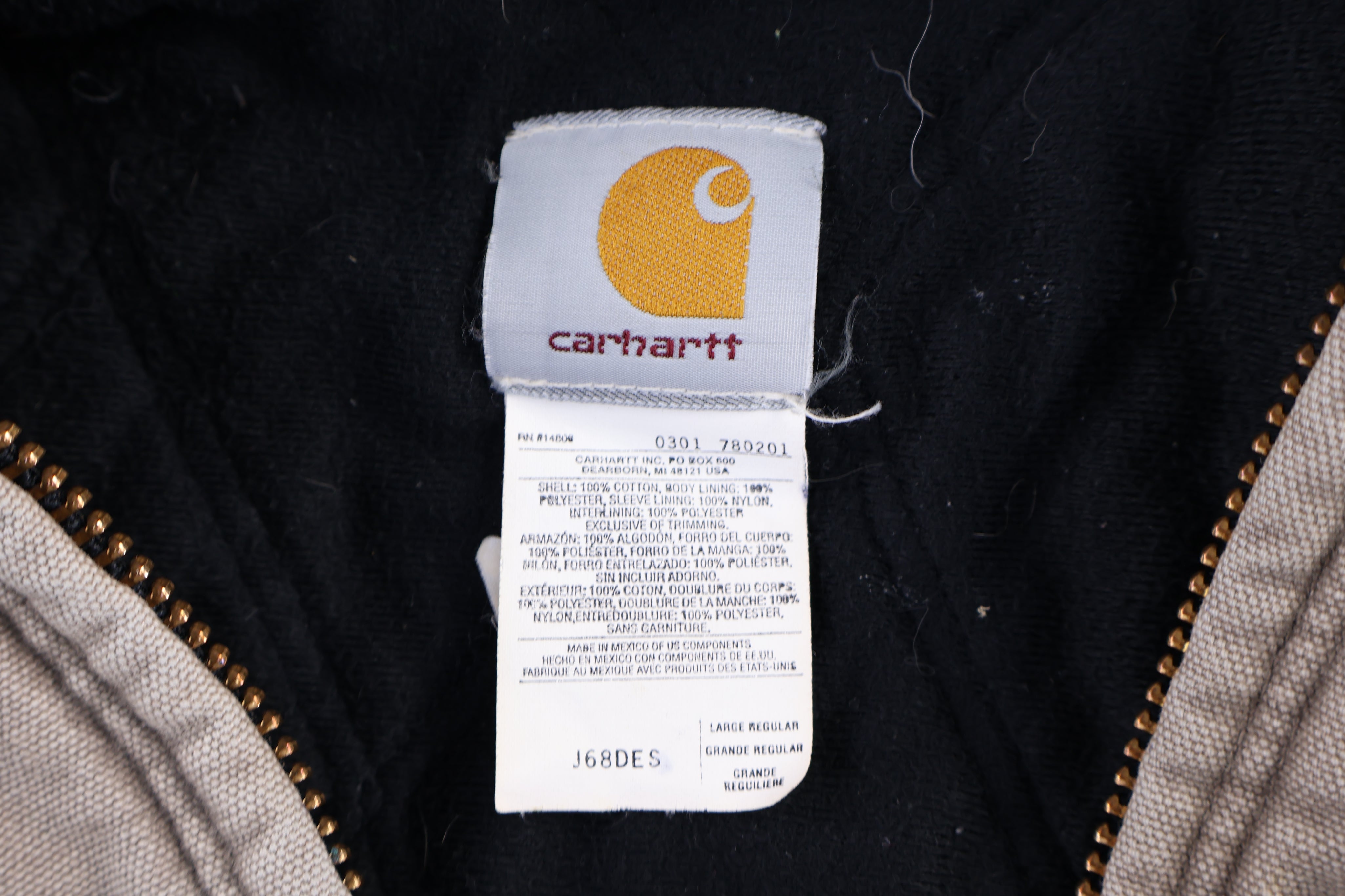 Carhartt Logo Patch Tan Full Zip Jacket