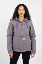 Women's Carhartt Logo Patch Grey Full Zip Jacket