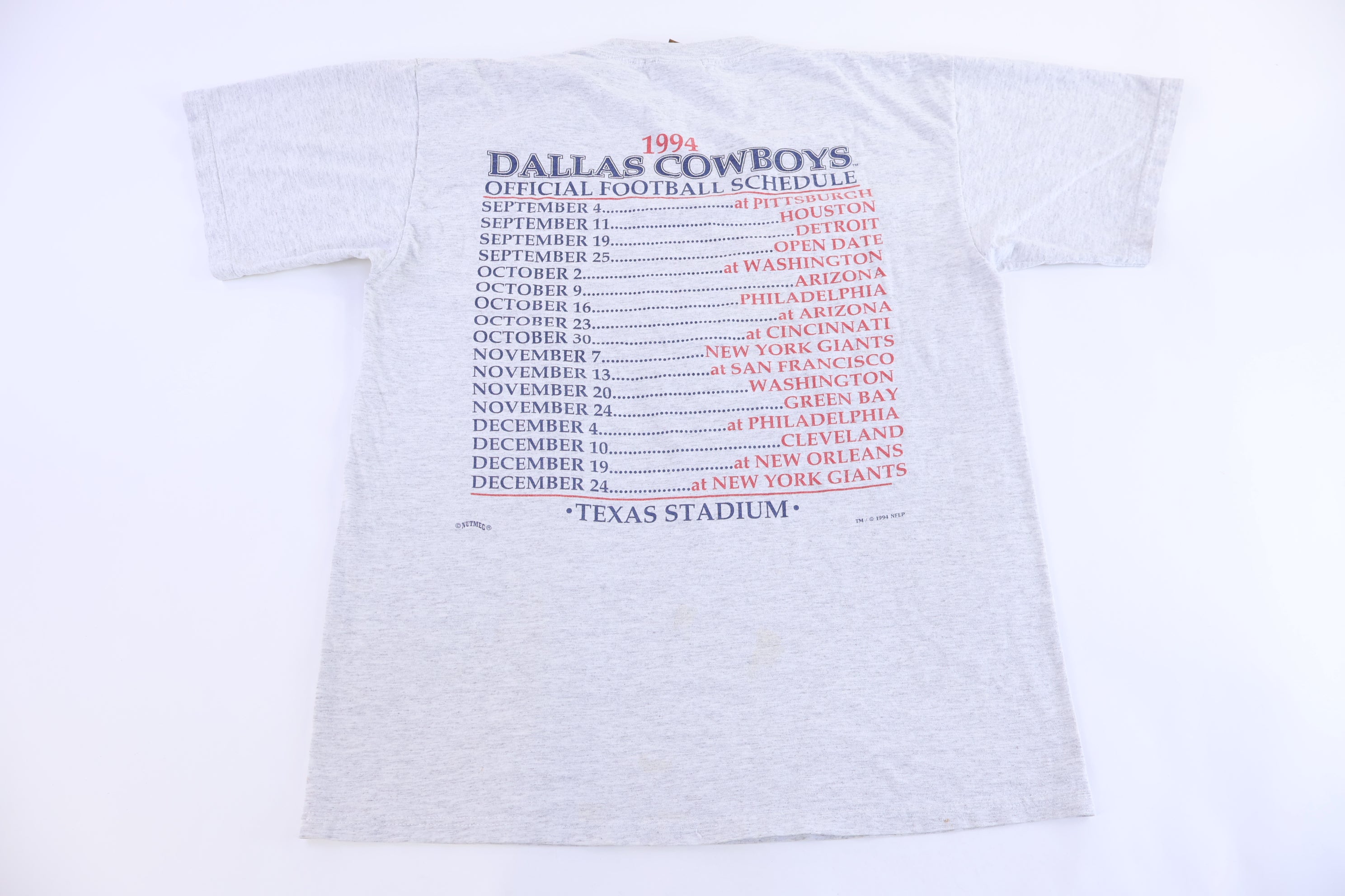 1994 Dallas Cowboys Football Official Schedule T-shirt