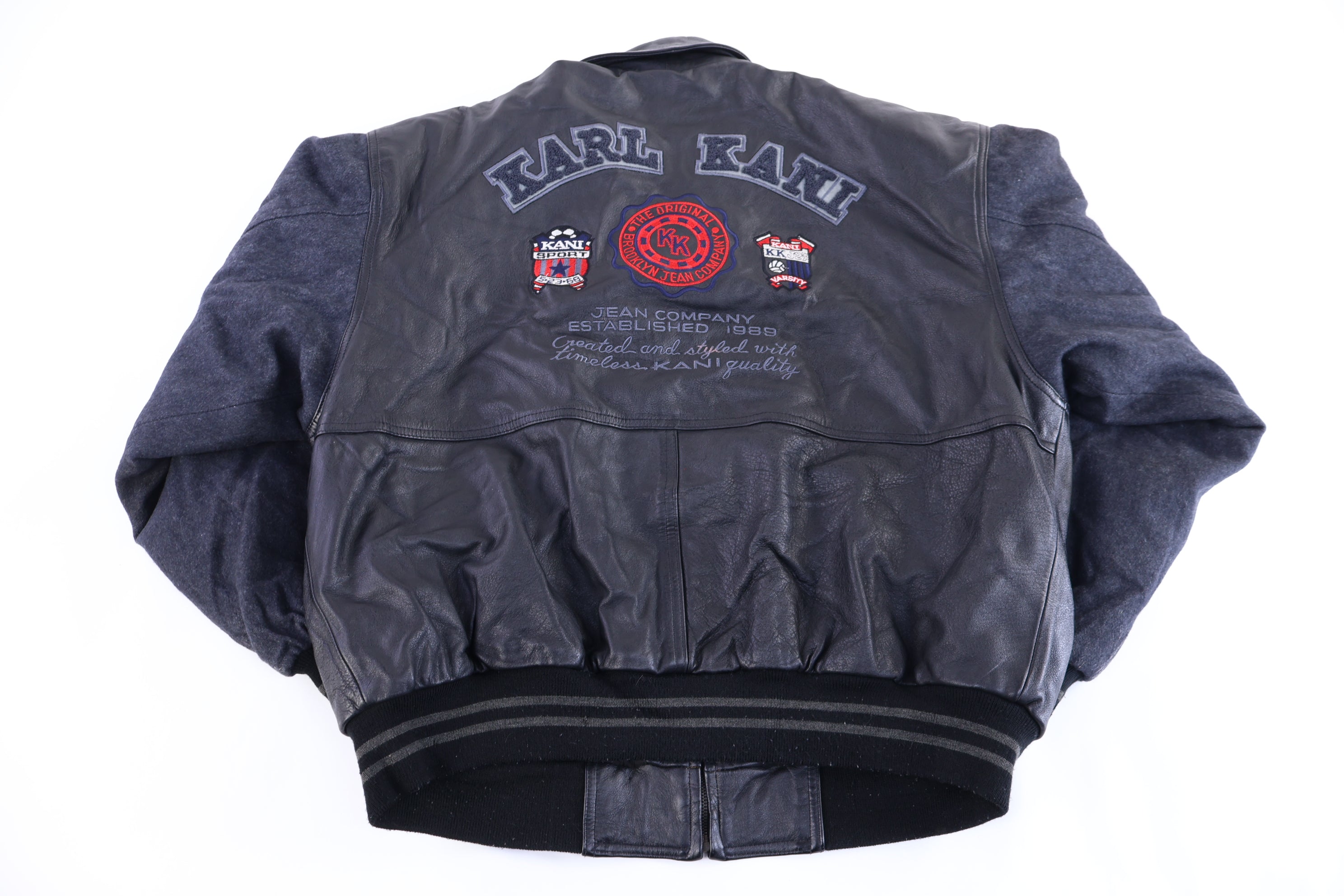 90's Karl Kani Leather Full Zip Varsity Jacket