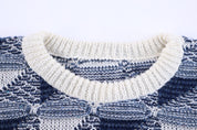 90's Blue & White Multipattern Knit Sweater