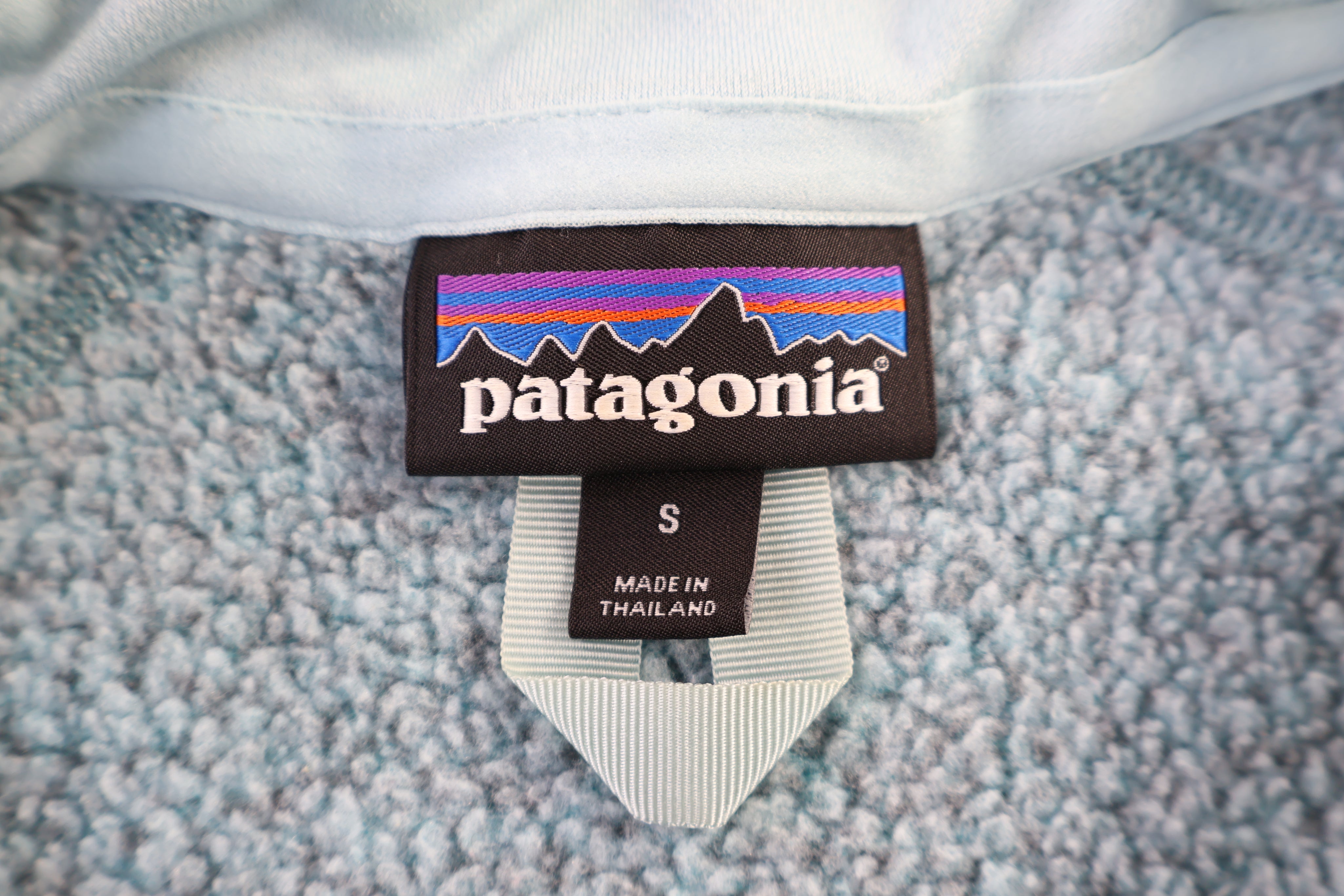 Women's Patagonia Logo Patch Blue Quarter Zip Sweater
