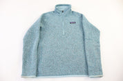 Women's Patagonia Logo Patch Blue Quarter Zip Sweater