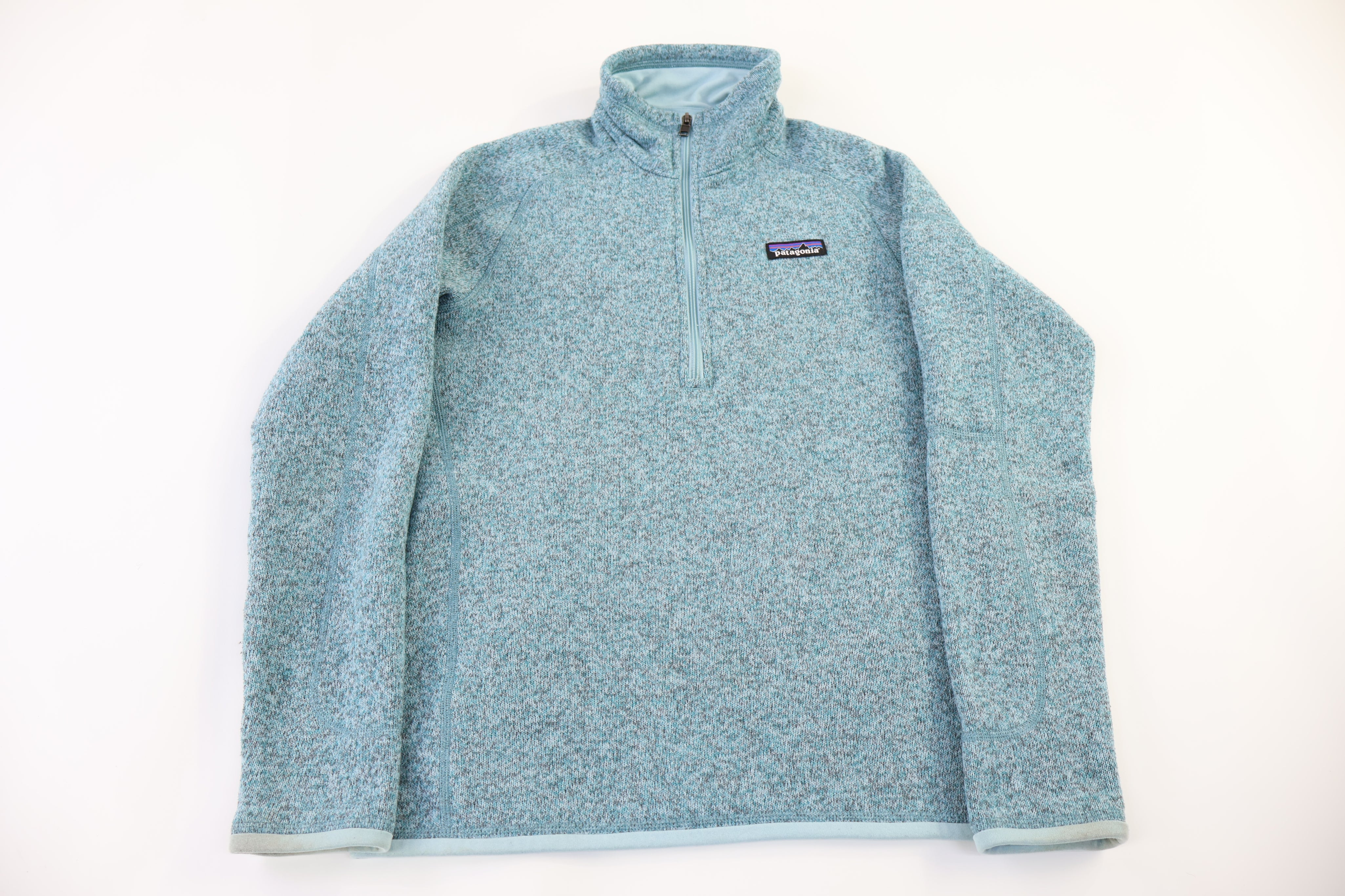 Women's Patagonia Logo Patch Blue Quarter Zip Sweater