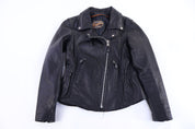 Women's Vintage Leather Papa's Black Full Zip Jacket