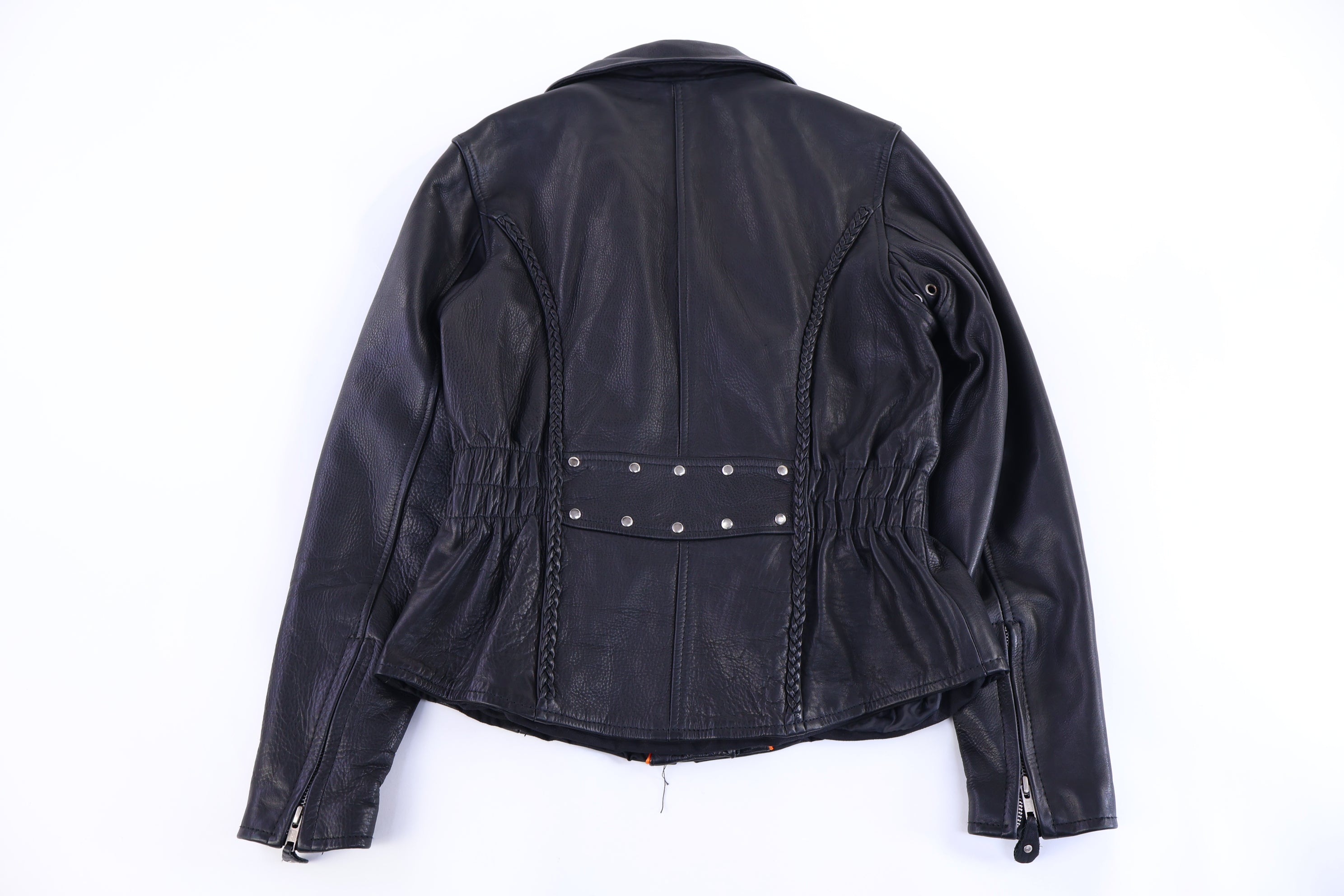 Women's Vintage Leather Papa's Black Full Zip Jacket